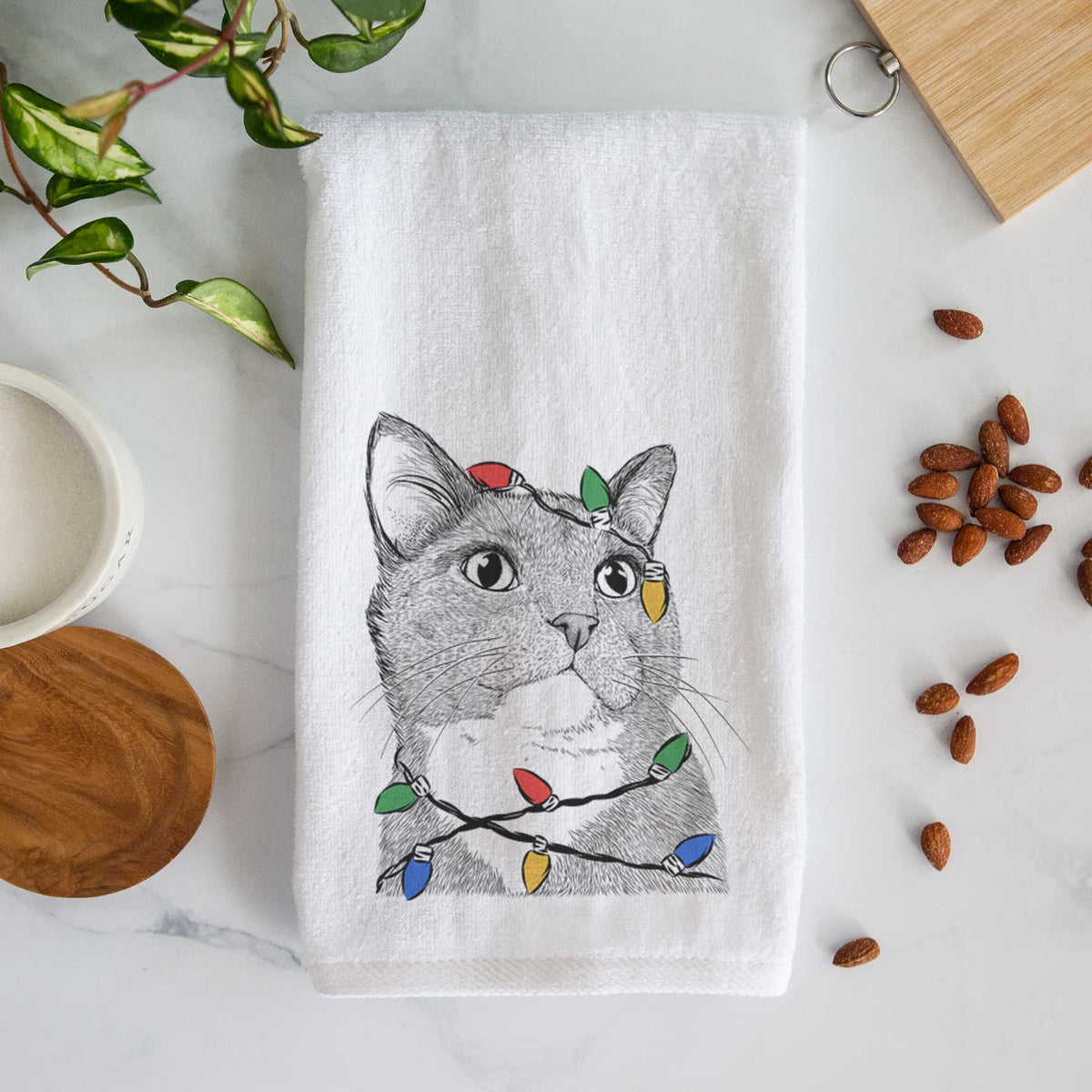 Gizmo the Grey Cat Decorative Hand Towel