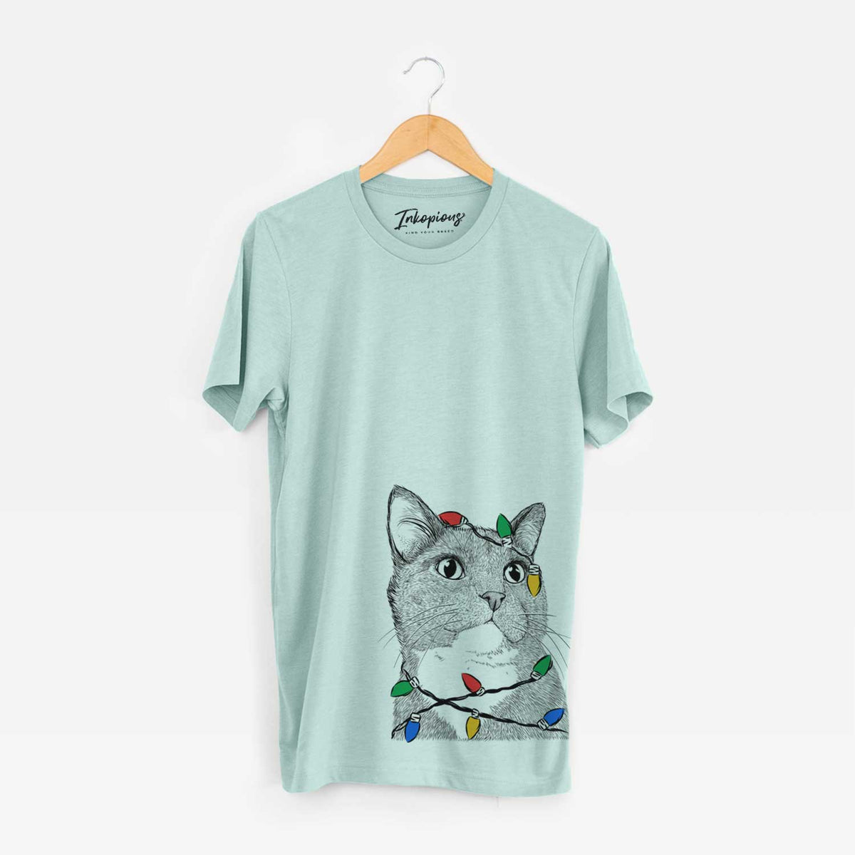 Christmas Lights Gizmo the Grey Cat - Unisex Crewneck
