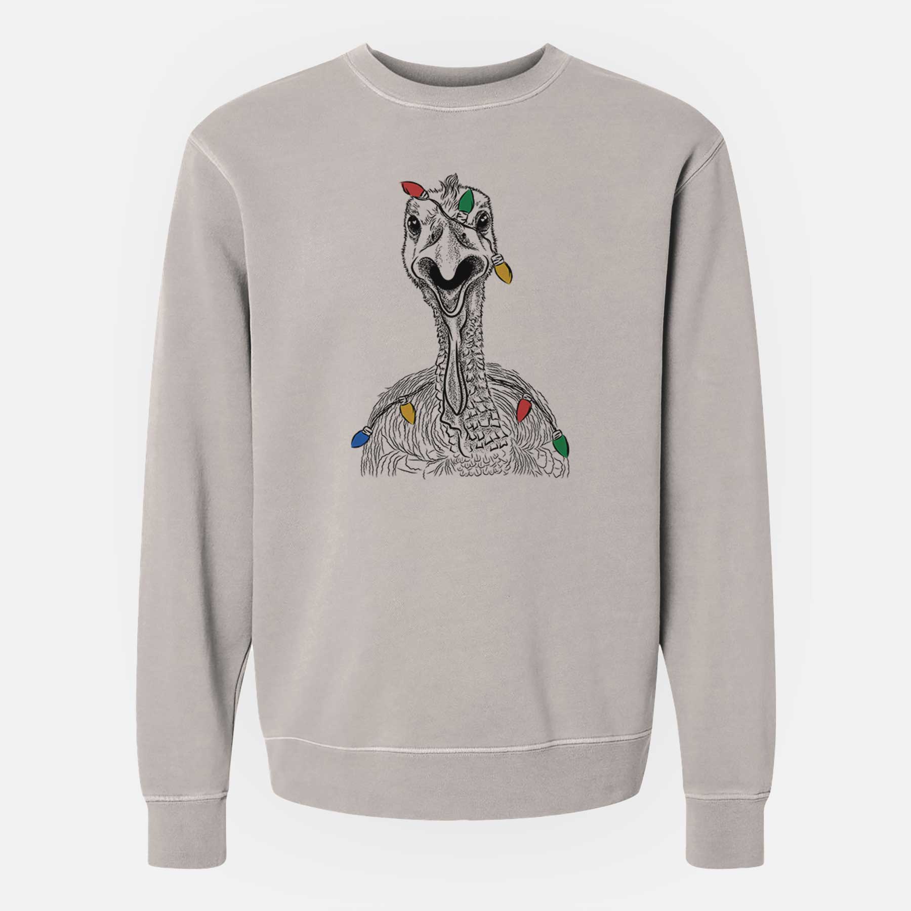 Christmas Lights Gobble the Turkey - Unisex Pigment Dyed Crew Sweatshirt