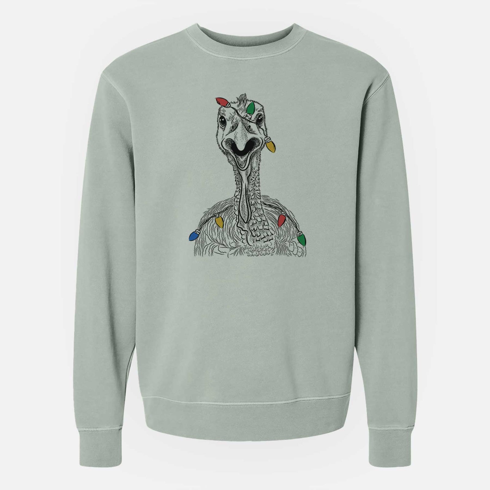 Christmas Lights Gobble the Turkey - Unisex Pigment Dyed Crew Sweatshirt