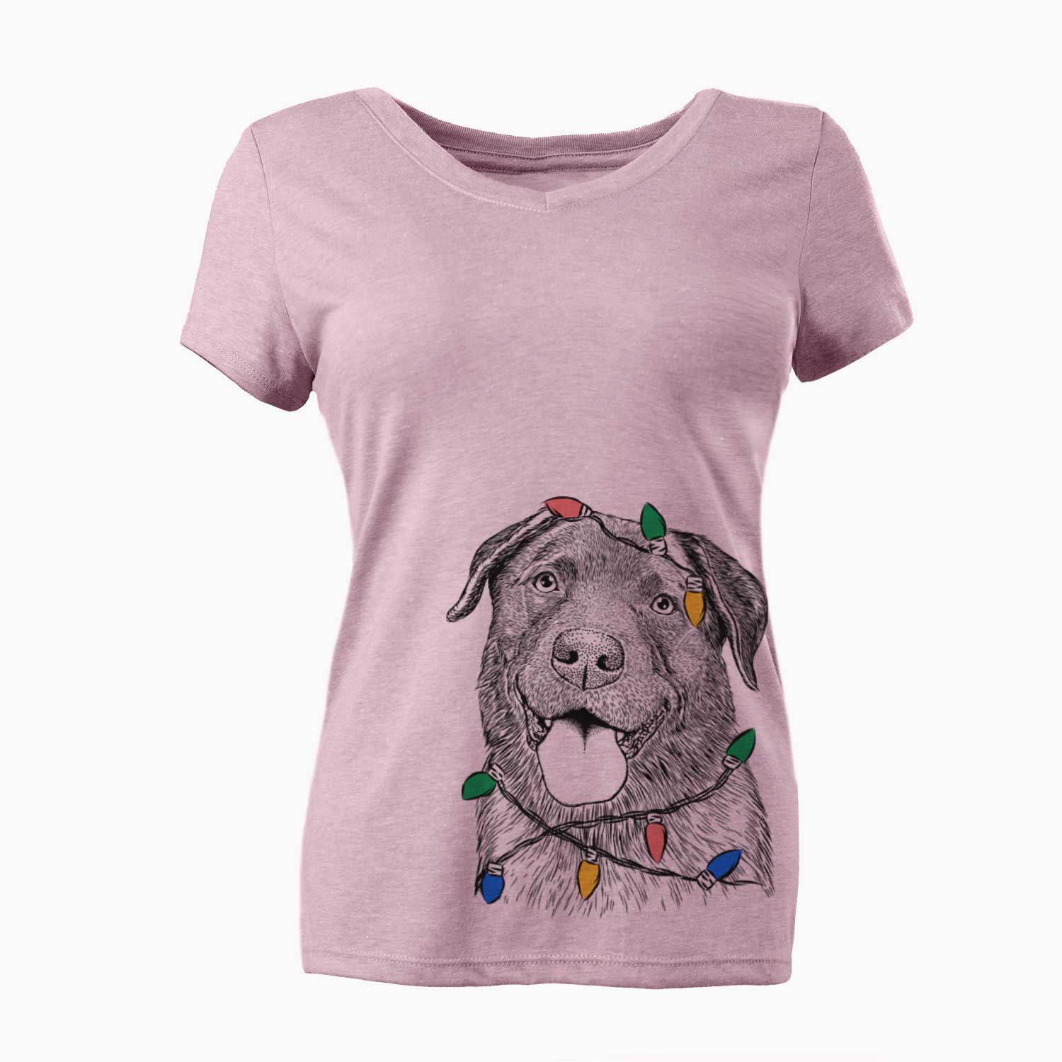 Christmas Lights Gonzo the Chocolate Lab - Women's V-neck Shirt