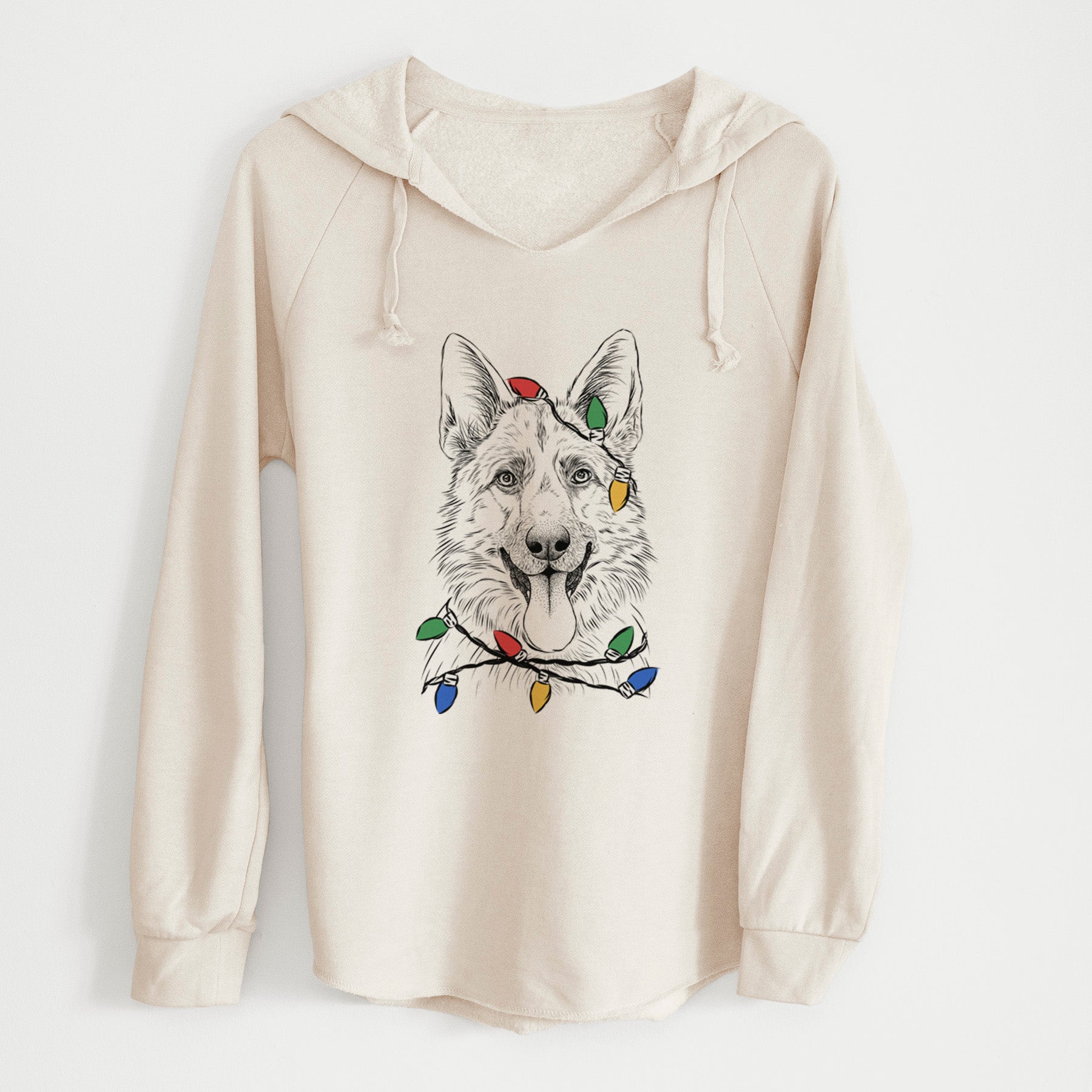 Christmas Lights Grace the German Shepherd - Cali Wave Hooded Sweatshirt