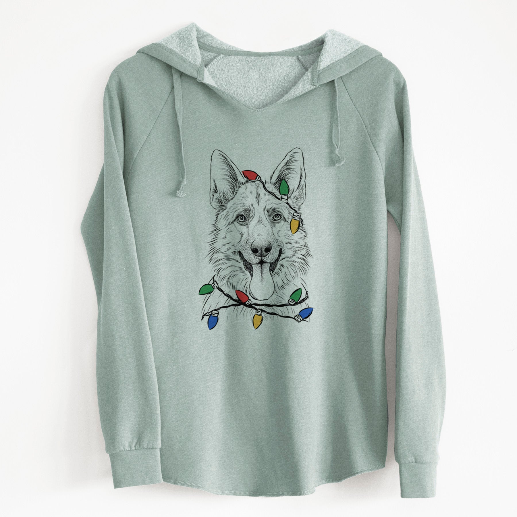 Christmas Lights Grace the German Shepherd - Cali Wave Hooded Sweatshirt