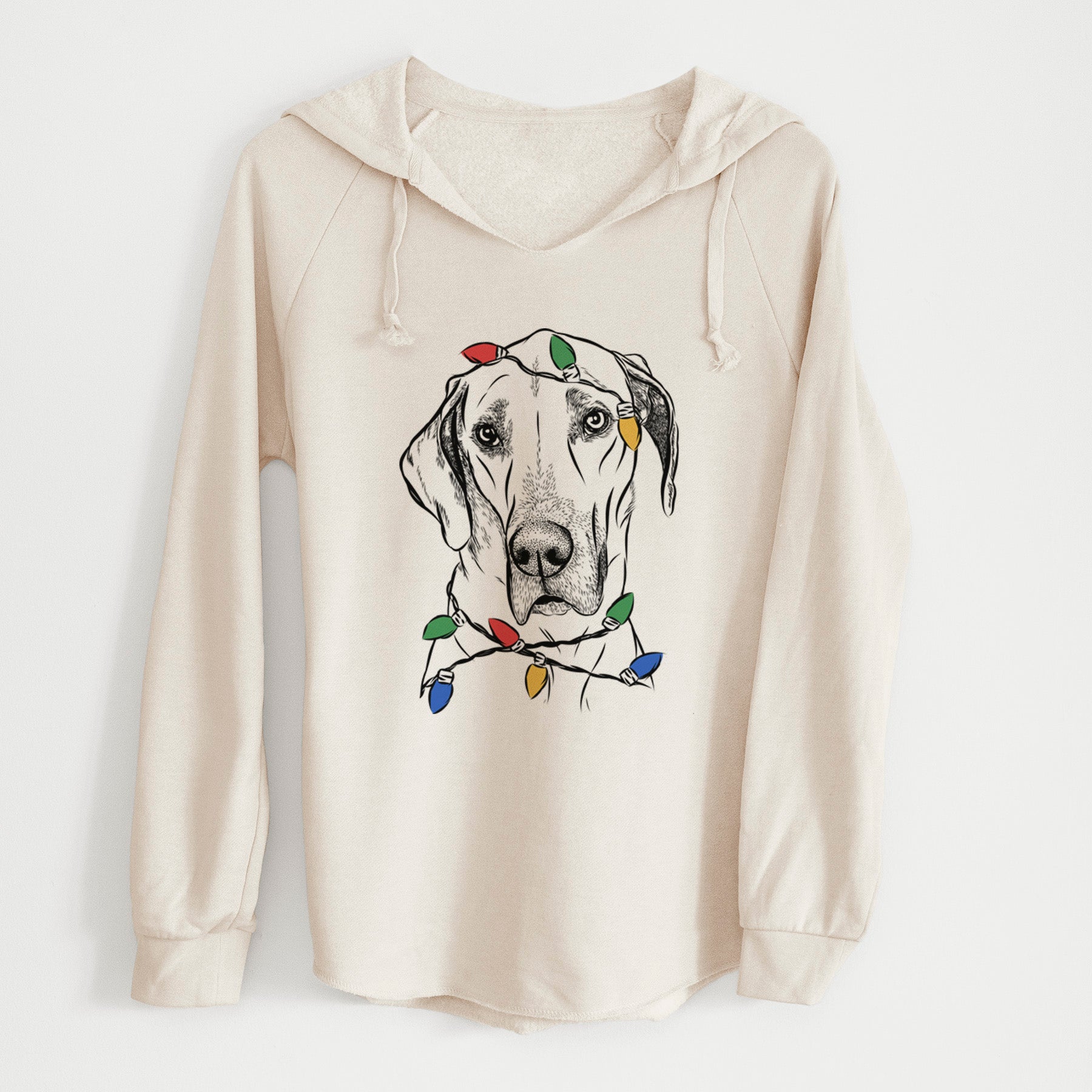 Christmas Lights Gracie the Great Dane - Cali Wave Hooded Sweatshirt