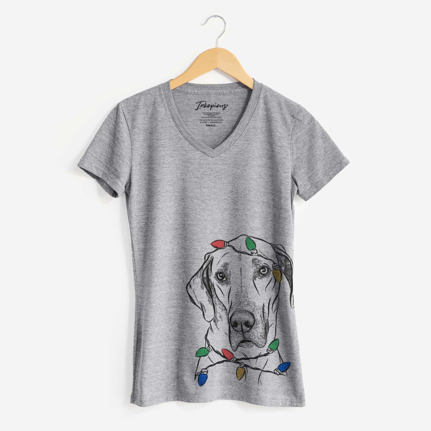 Christmas Lights Gracie the Great Dane - Women's V-neck Shirt