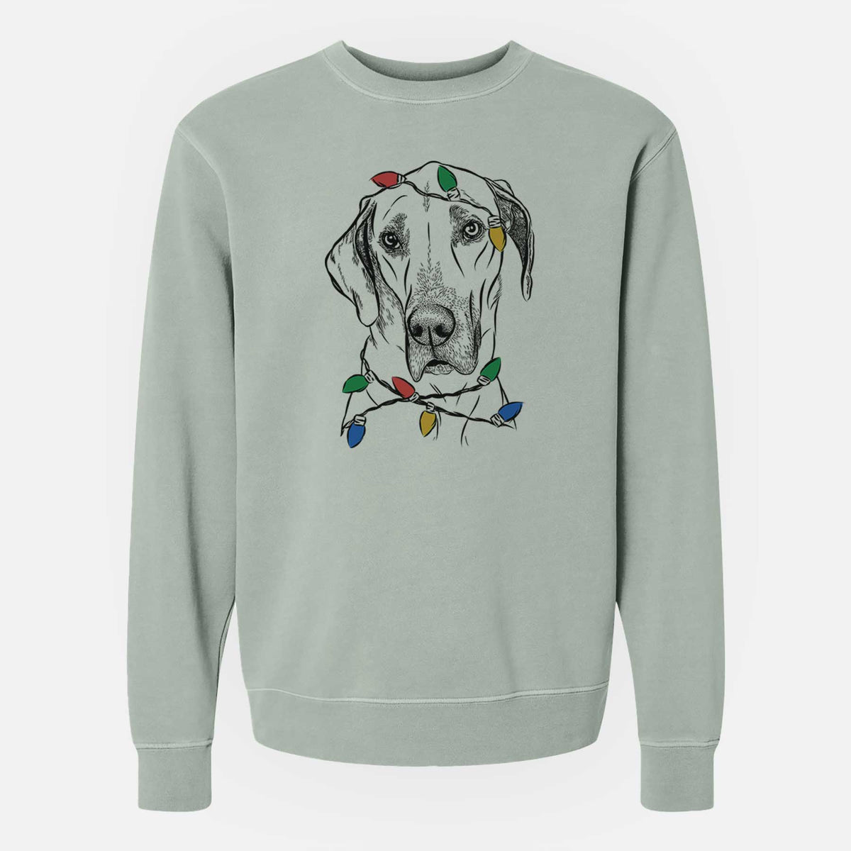 Christmas Lights Gracie the Great Dane - Unisex Pigment Dyed Crew Sweatshirt