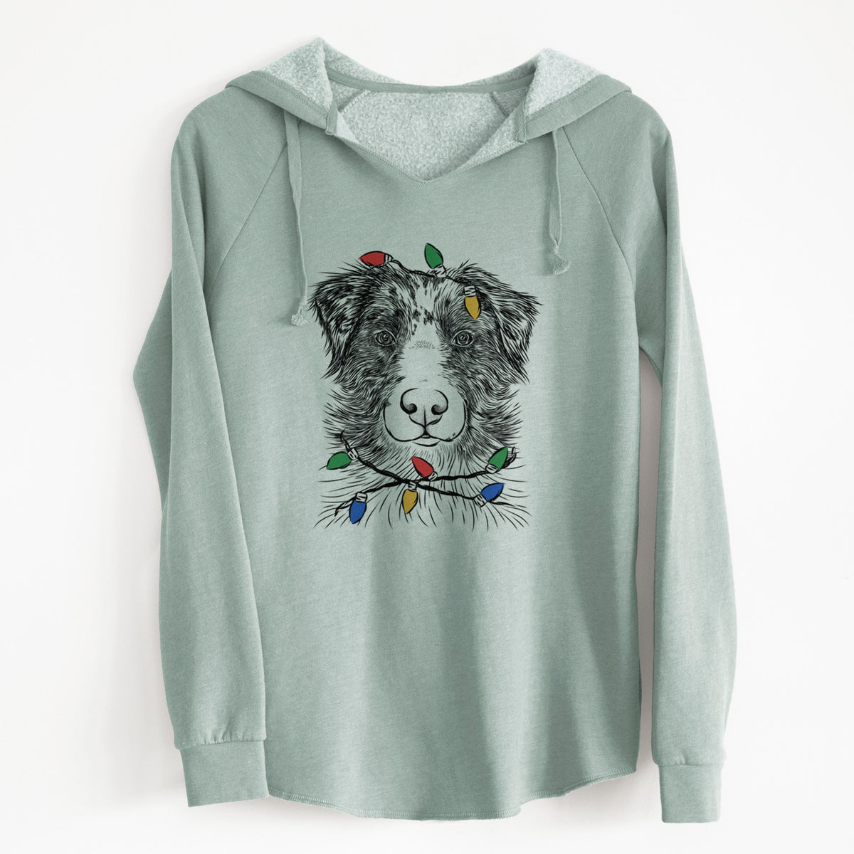 Christmas Lights Gram the Australian Shepherd - Cali Wave Hooded Sweatshirt