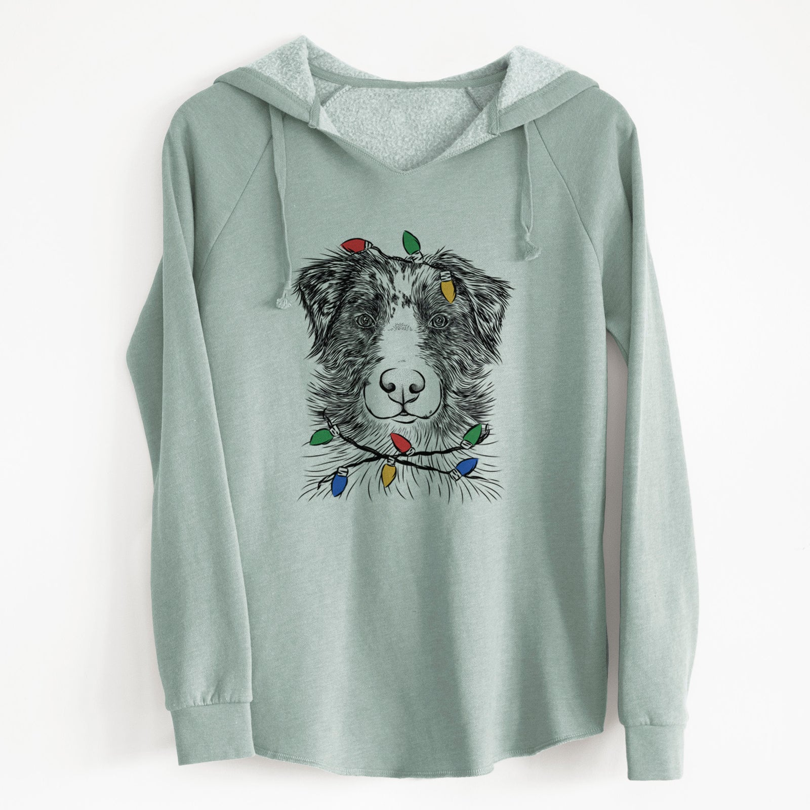 Christmas Lights Gram the Australian Shepherd - Cali Wave Hooded Sweatshirt