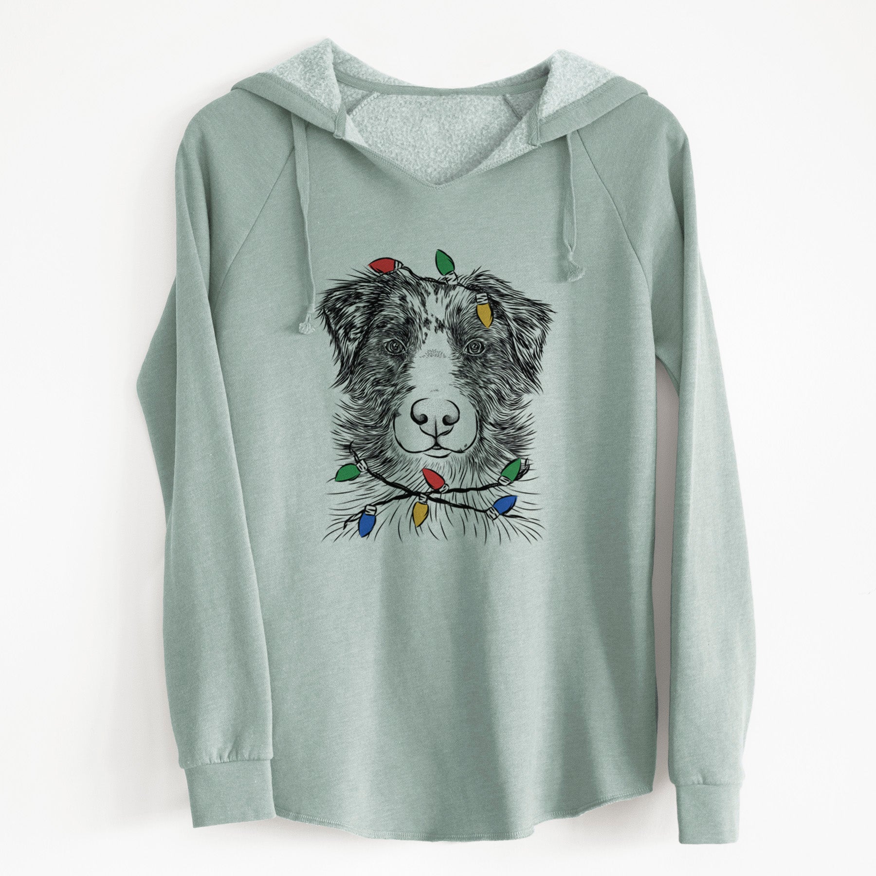 Christmas Lights Gram the Australian Shepherd - Cali Wave Hooded Sweatshirt