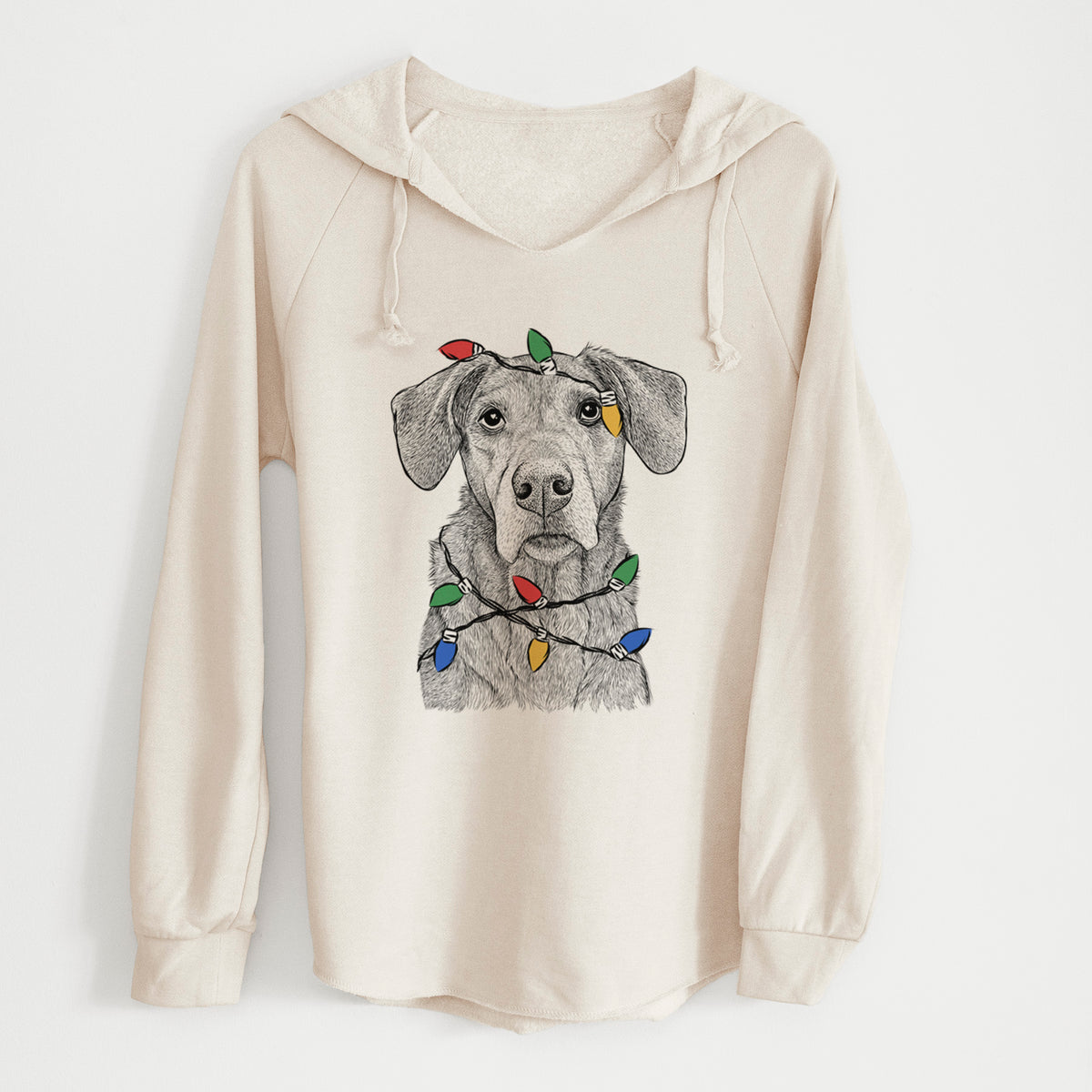 Christmas Lights Gravy the Plott Hound Beagle Mix - Cali Wave Hooded Sweatshirt