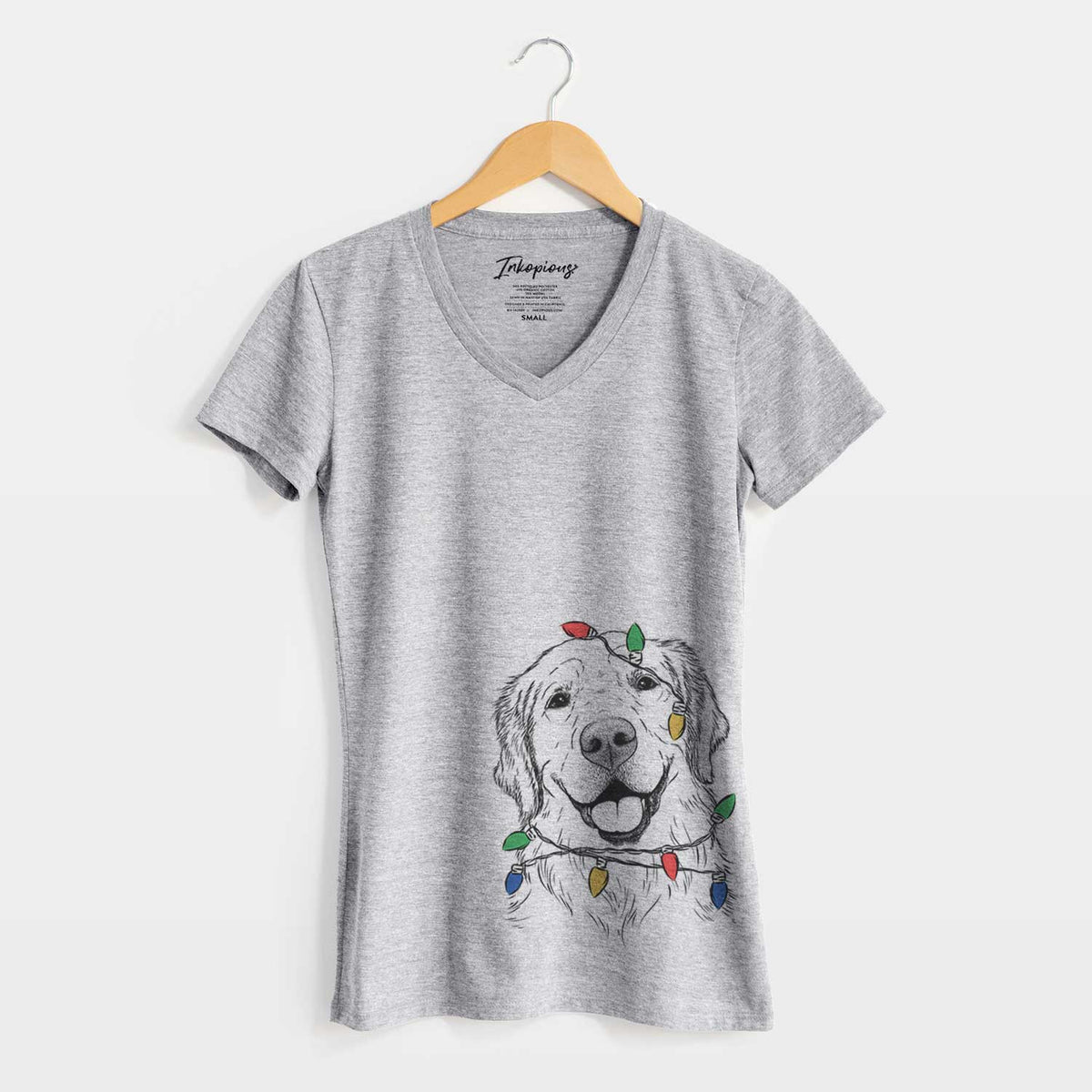 Christmas Lights Griffin the Golden Retriever - Women's V-neck Shirt