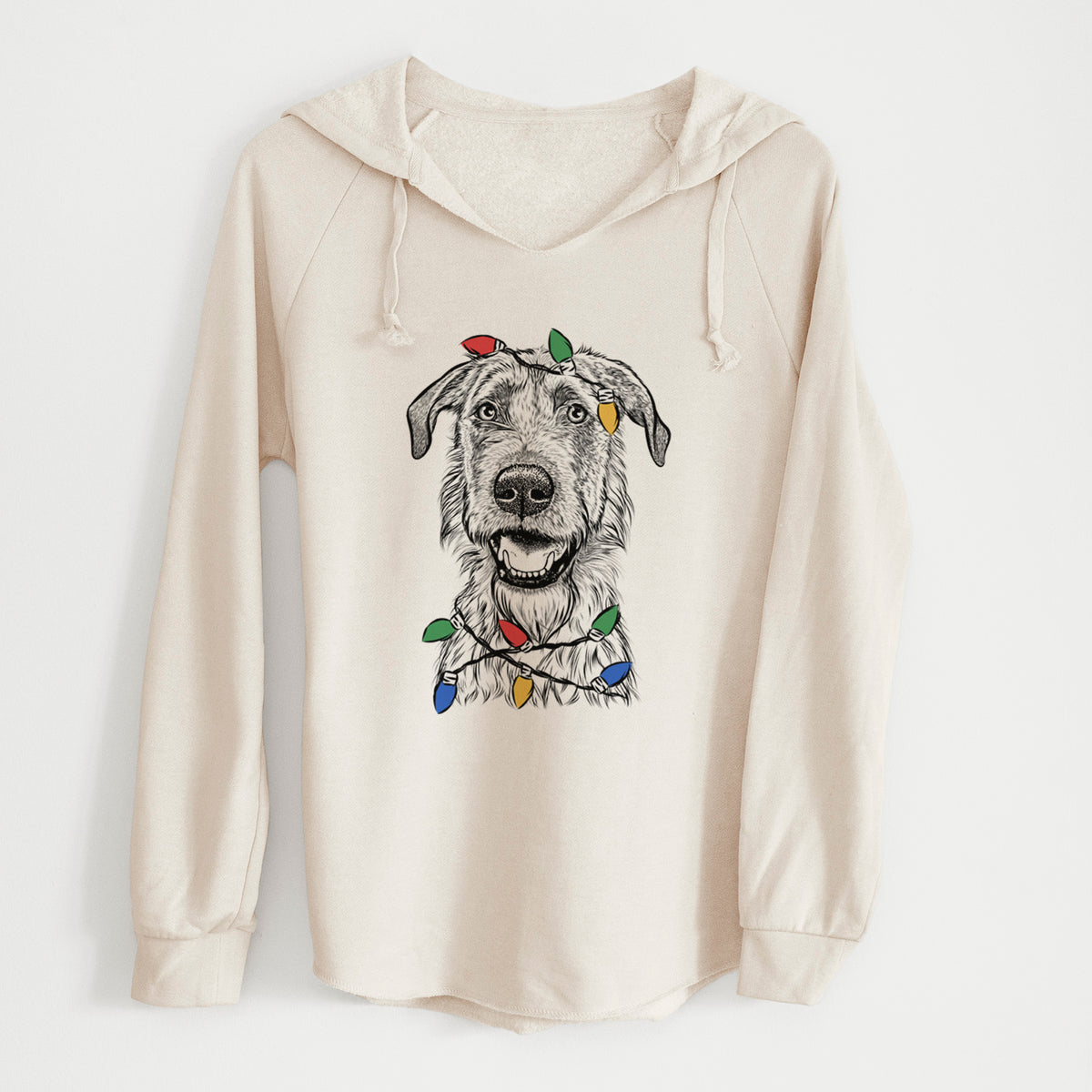 Christmas Lights Griffin the Irish Wolfhound - Cali Wave Hooded Sweatshirt