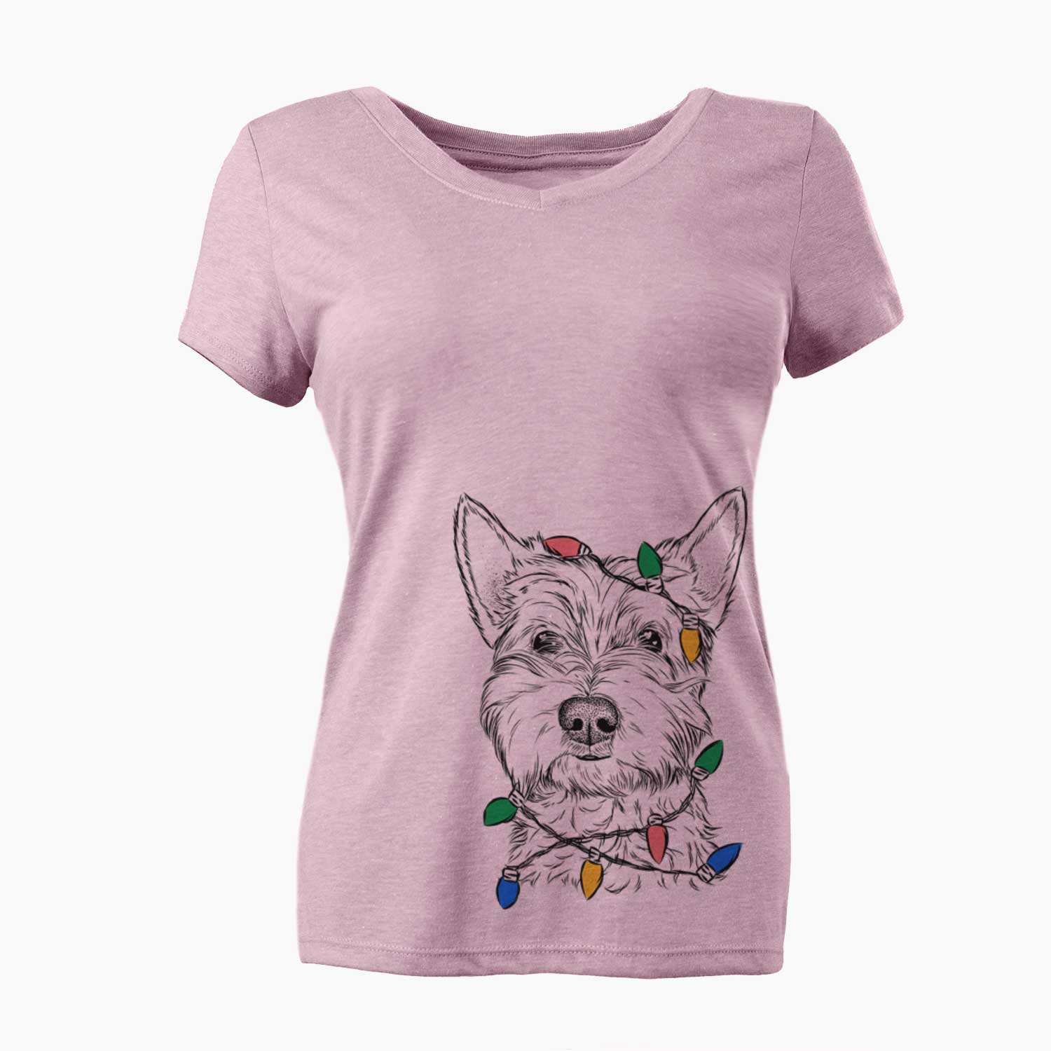 Christmas Lights Grizel the West Highland Terrier - Women's V-neck Shirt