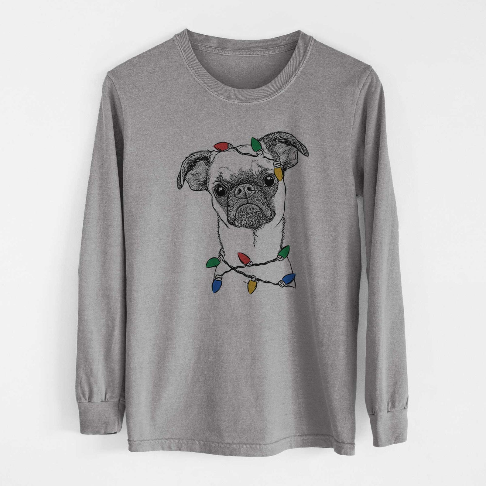Christmas Lights Groot the Brussels Griffon - Heavyweight 100% Cotton Long Sleeve