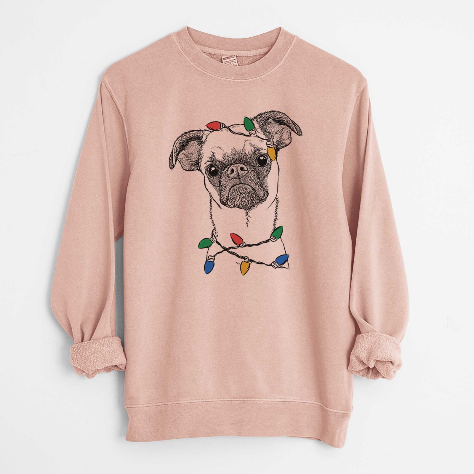 Christmas Lights Groot the Brussels Griffon - Unisex Pigment Dyed Crew Sweatshirt