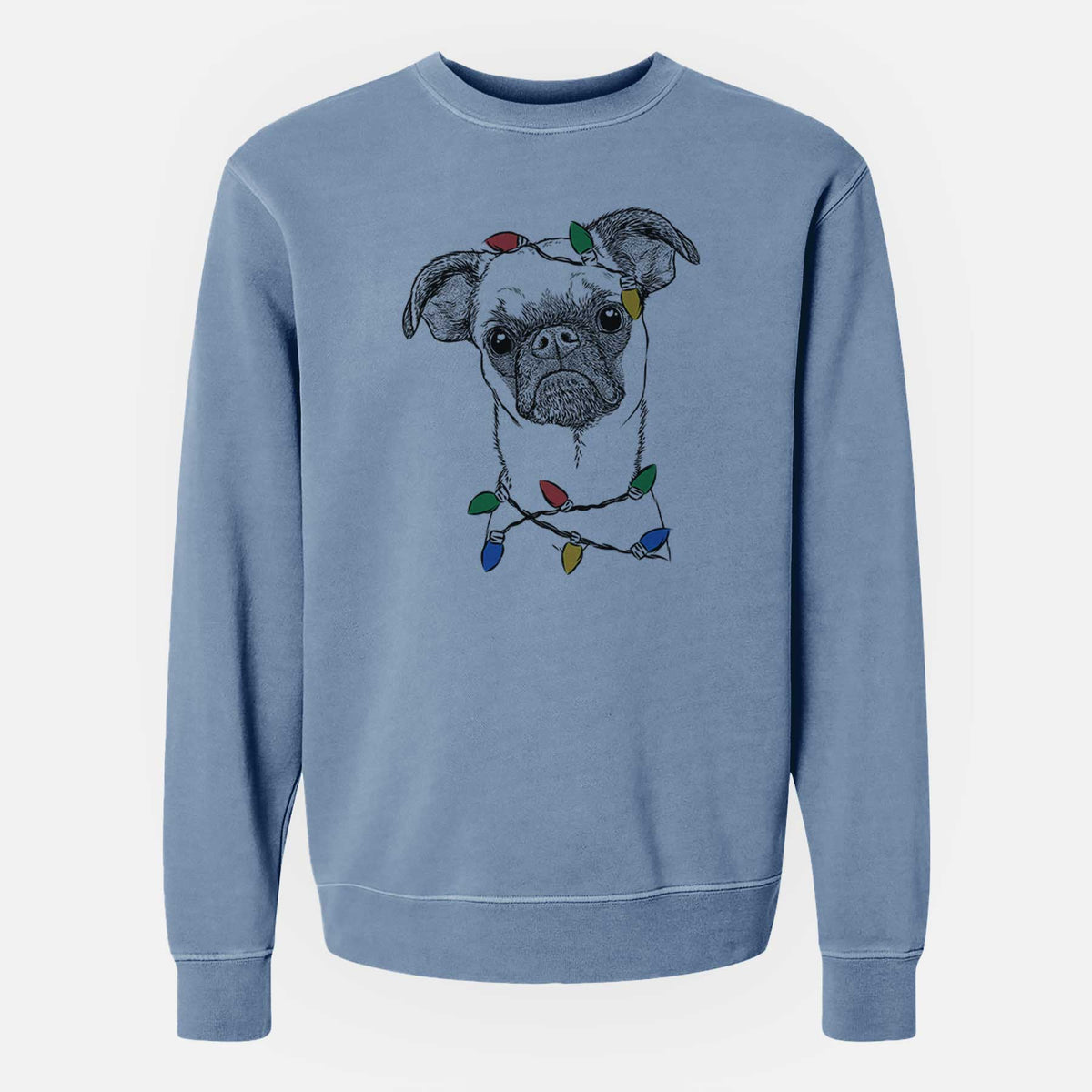 Christmas Lights Groot the Brussels Griffon - Unisex Pigment Dyed Crew Sweatshirt