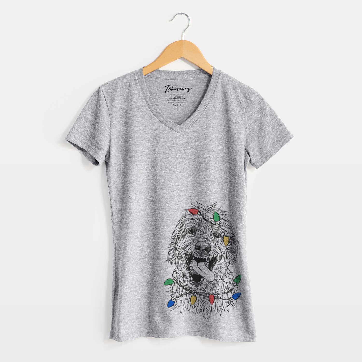 Christmas Lights Groot the Irish Wolfhound - Women's V-neck Shirt