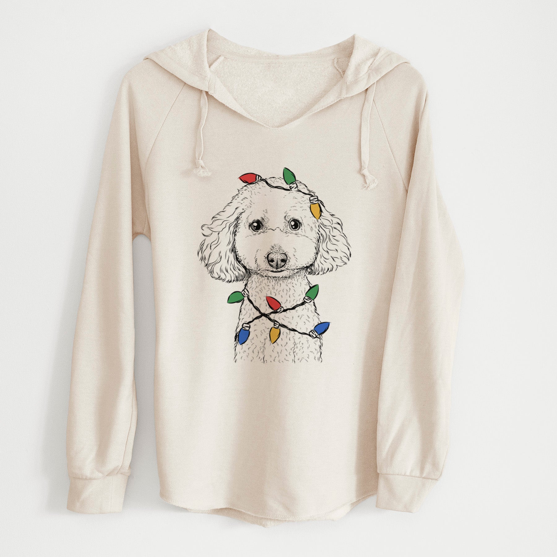 Christmas Lights Guinness the Toy Poodle Mix - Cali Wave Hooded Sweatshirt