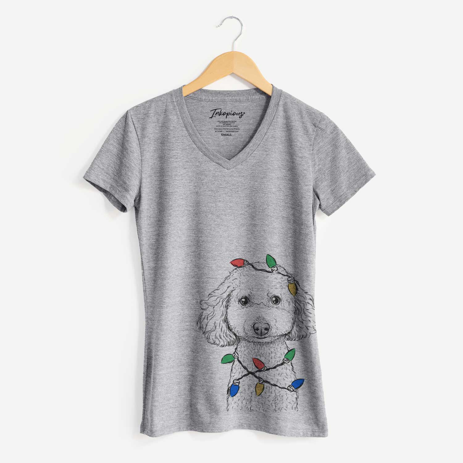 Christmas Lights Guinness the Toy Poodle Mix - Women's V-neck Shirt