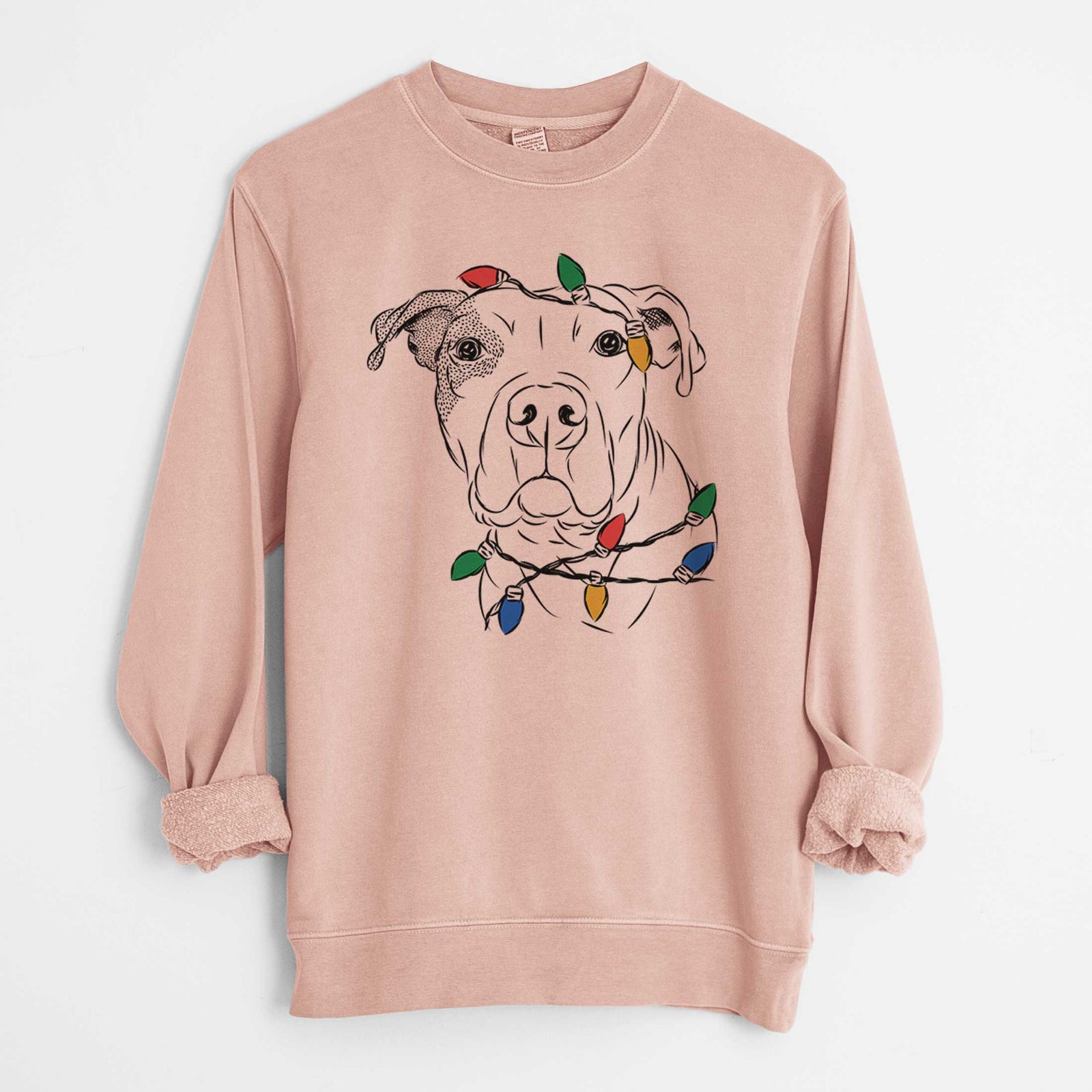 Christmas Lights Gummy the Pitbull - Unisex Pigment Dyed Crew Sweatshirt