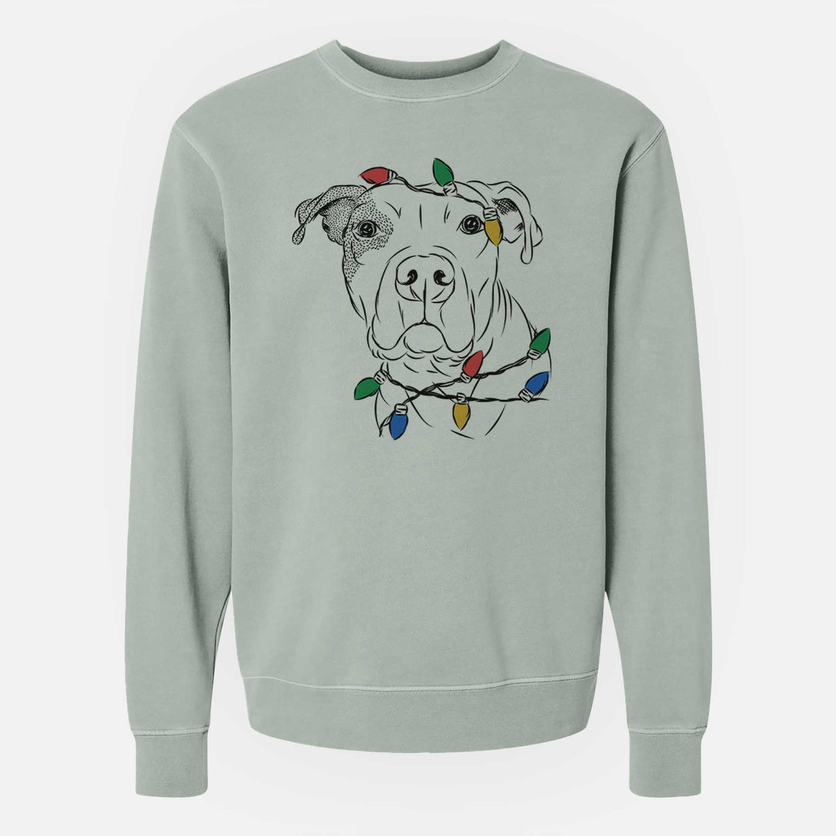 Christmas Lights Gummy the Pitbull - Unisex Pigment Dyed Crew Sweatshirt