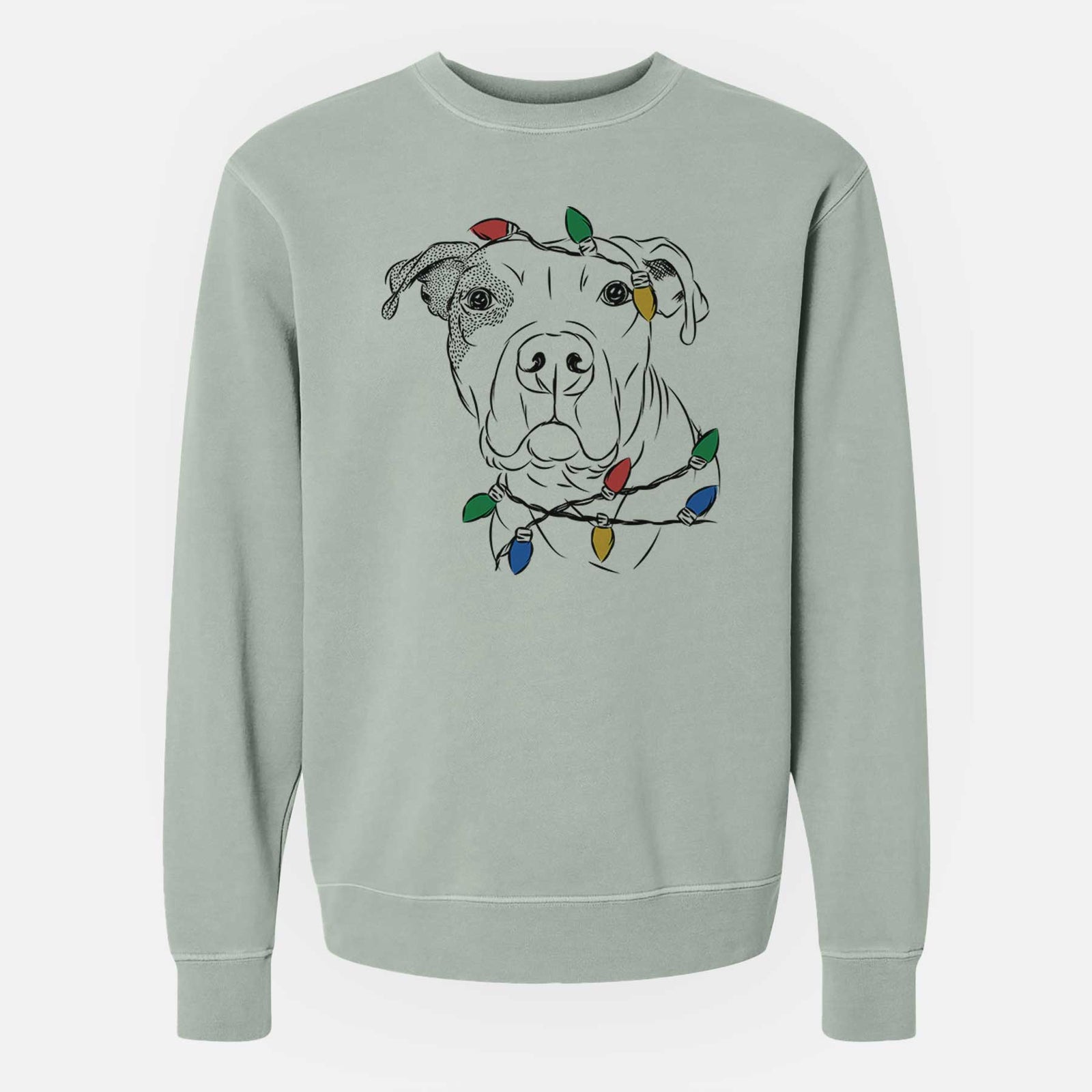 Christmas Lights Gummy the Pitbull - Unisex Pigment Dyed Crew Sweatshirt