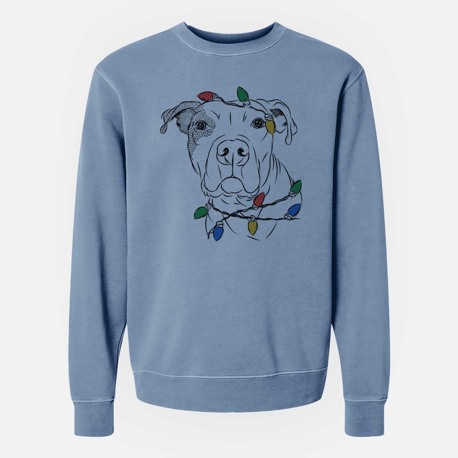 Christmas Lights Gummy the Pitbull - Unisex Pigment Dyed Crew Sweatshirt