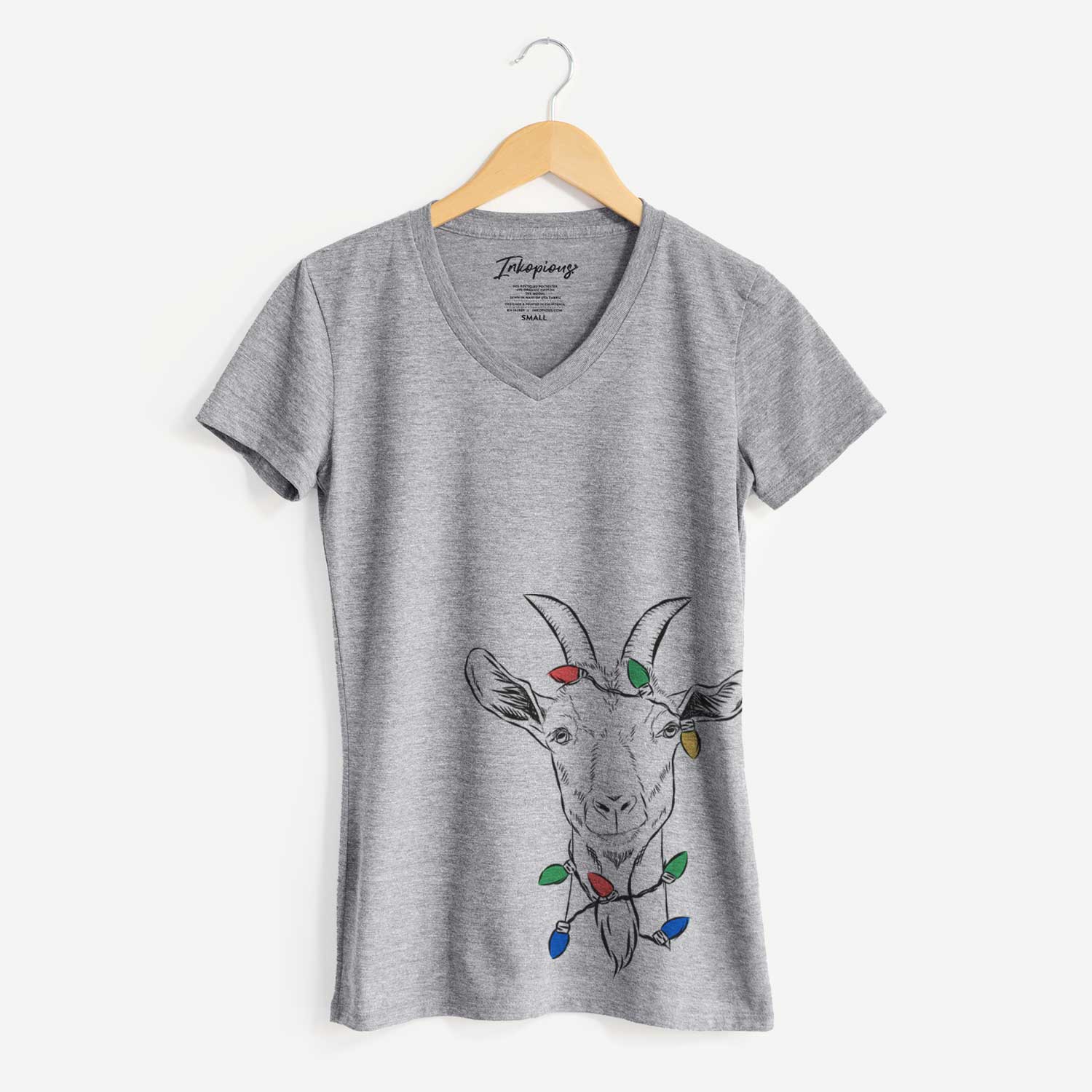 Christmas Lights Gunnar the Goat - Women's V-neck Shirt