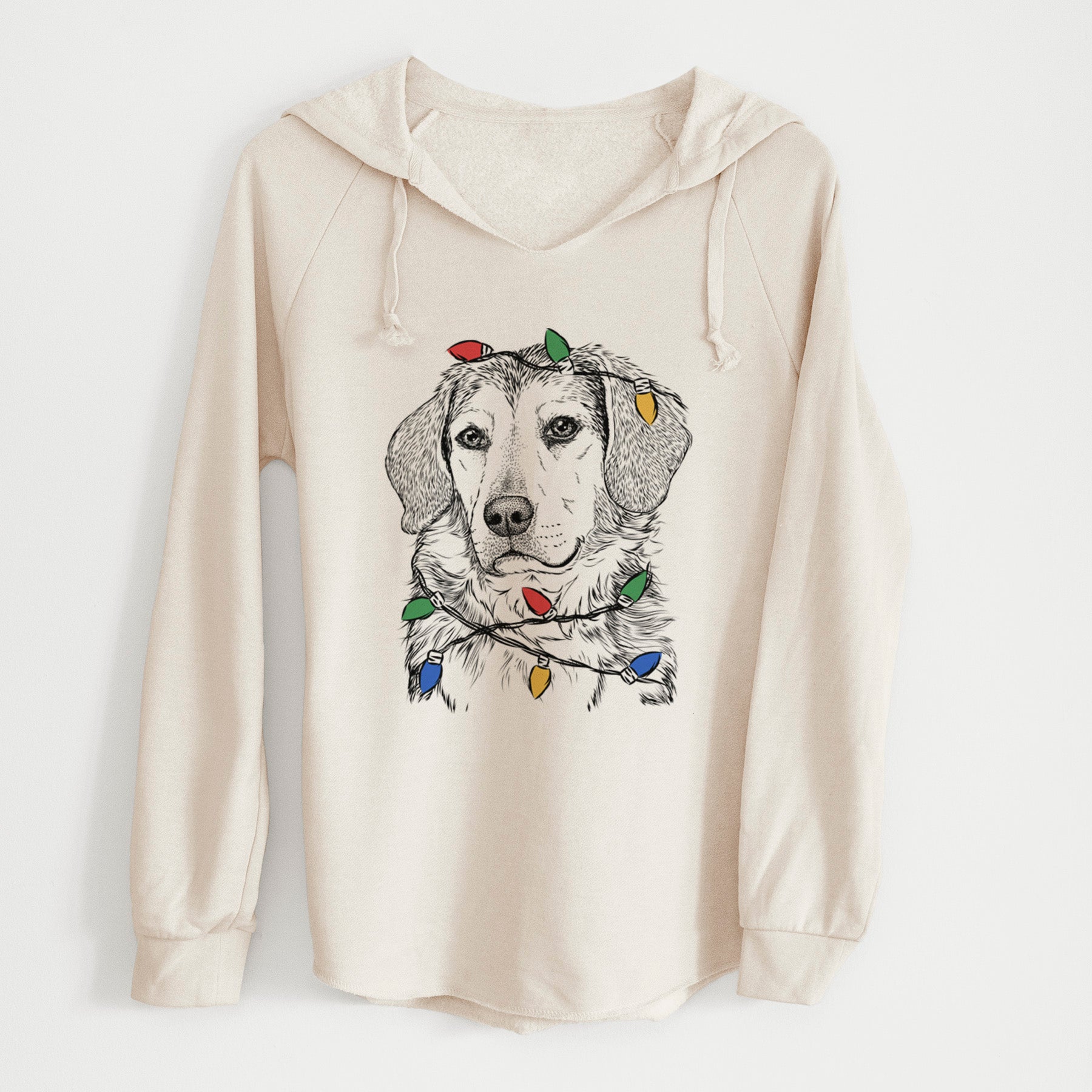 Christmas Lights Gunner the Beagle Mix - Cali Wave Hooded Sweatshirt