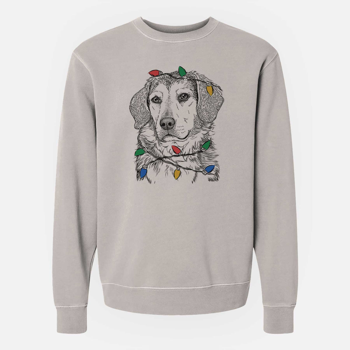 Christmas Lights Gunner the Beagle Mix - Unisex Pigment Dyed Crew Sweatshirt