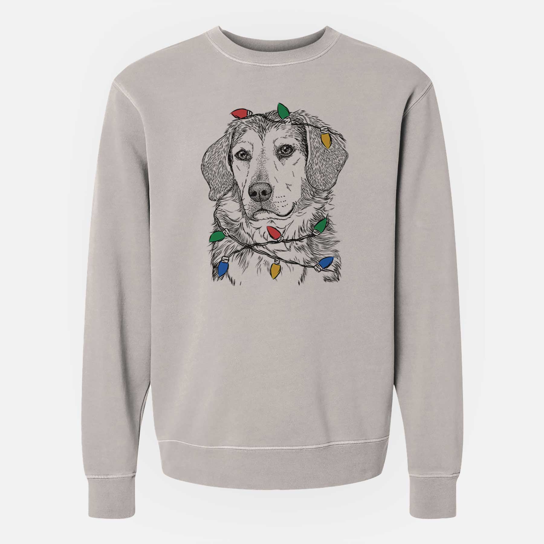 Christmas Lights Gunner the Beagle Mix - Unisex Pigment Dyed Crew Sweatshirt