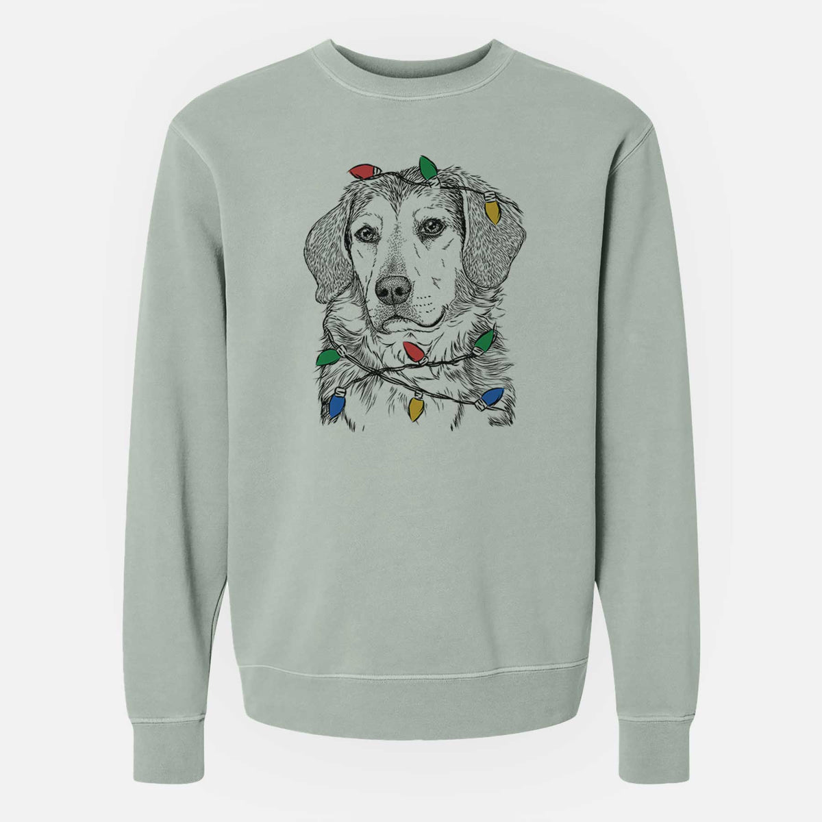 Christmas Lights Gunner the Beagle Mix - Unisex Pigment Dyed Crew Sweatshirt