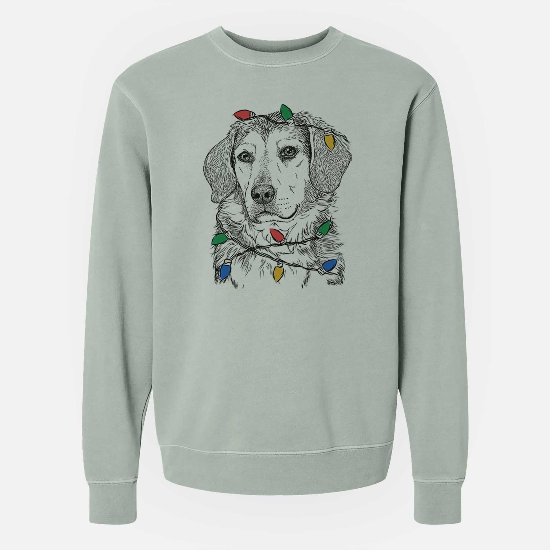 Christmas Lights Gunner the Beagle Mix - Unisex Pigment Dyed Crew Sweatshirt