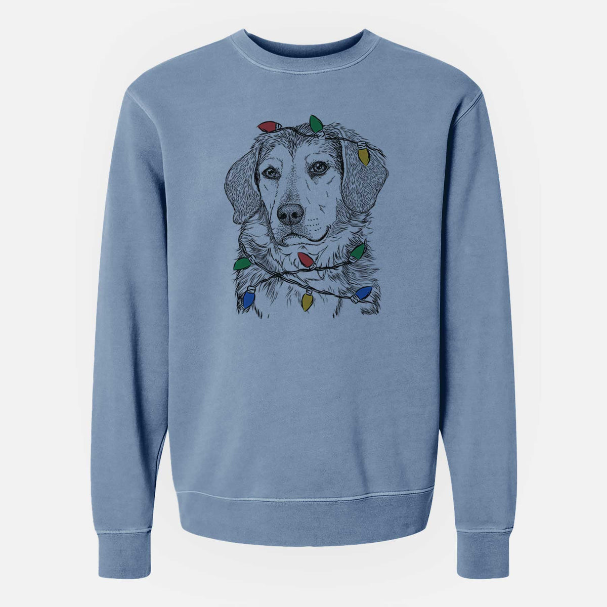 Christmas Lights Gunner the Beagle Mix - Unisex Pigment Dyed Crew Sweatshirt