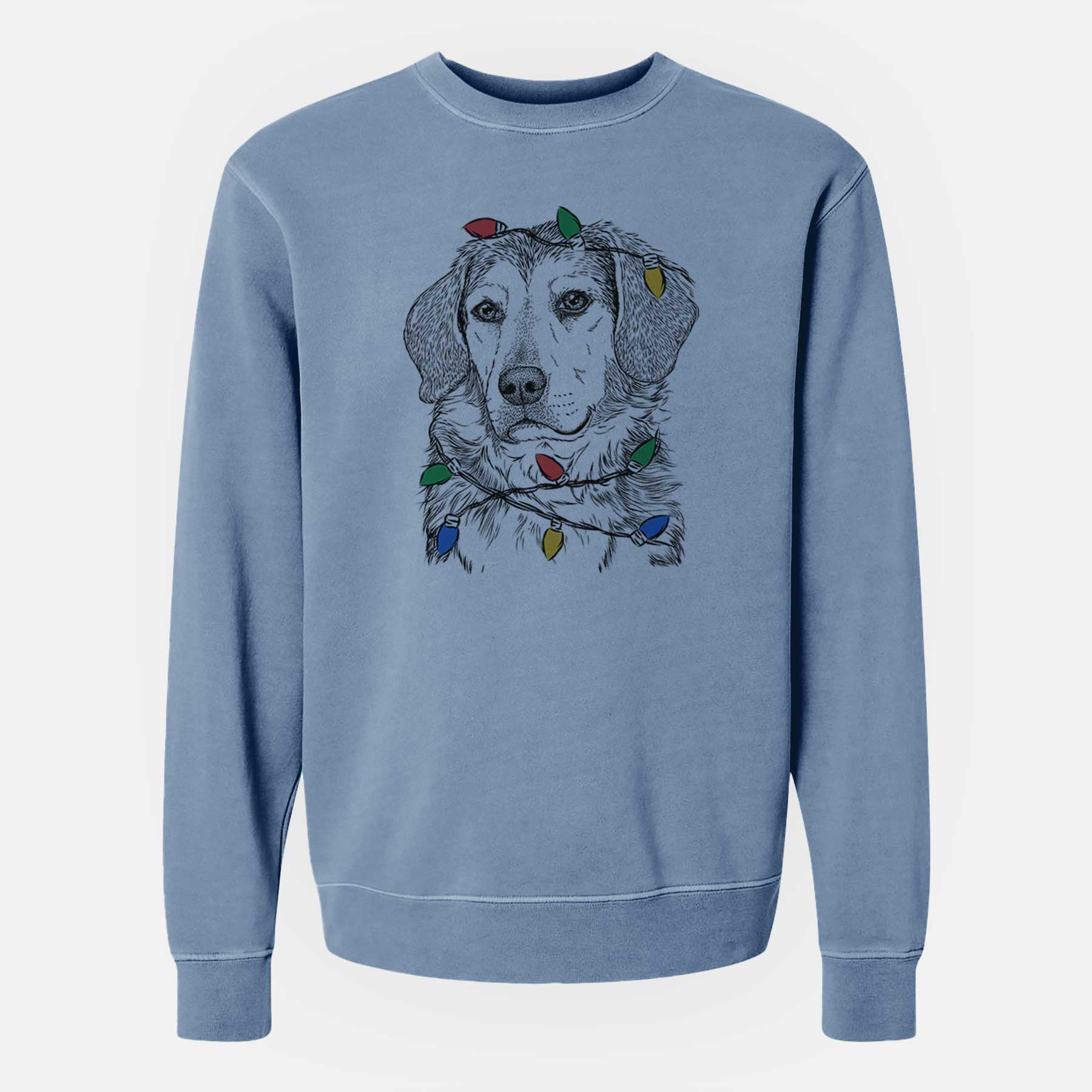 Christmas Lights Gunner the Beagle Mix - Unisex Pigment Dyed Crew Sweatshirt