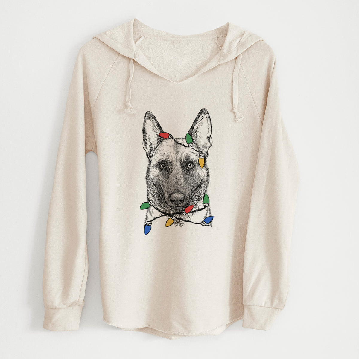 Christmas Lights Gunther the Belgian Malinois - Cali Wave Hooded Sweatshirt