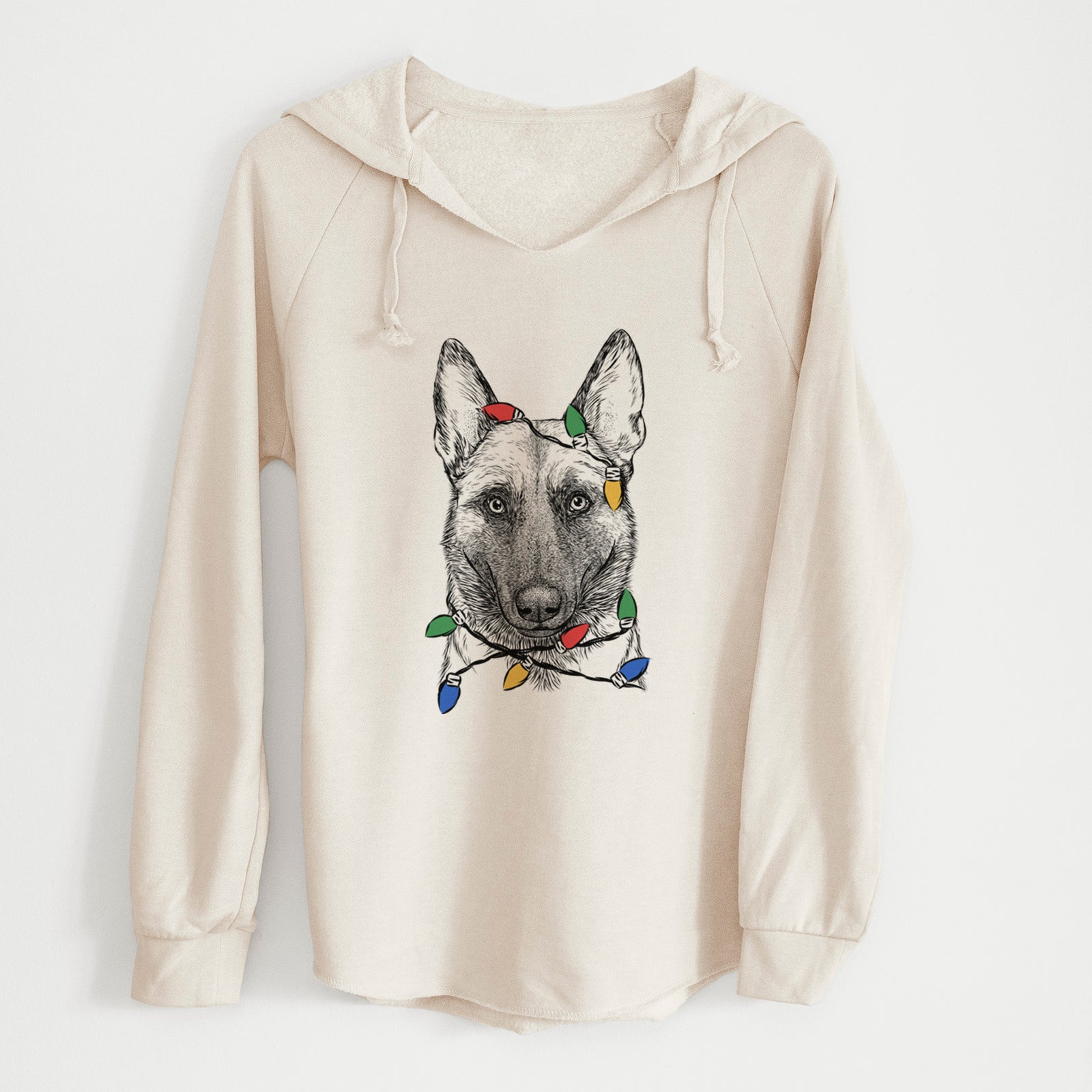 Christmas Lights Gunther the Belgian Malinois - Cali Wave Hooded Sweatshirt