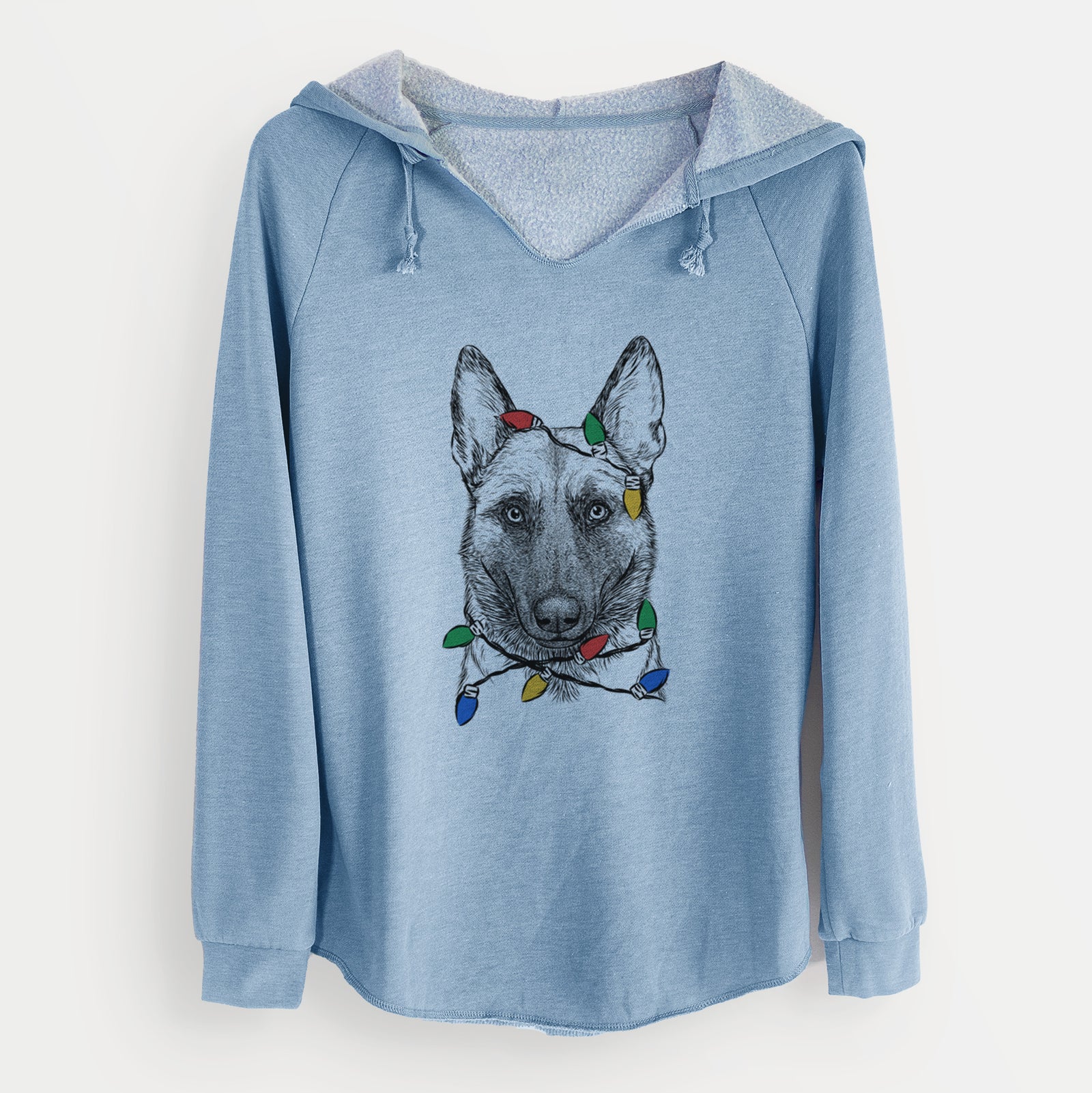 Christmas Lights Gunther the Belgian Malinois - Cali Wave Hooded Sweatshirt