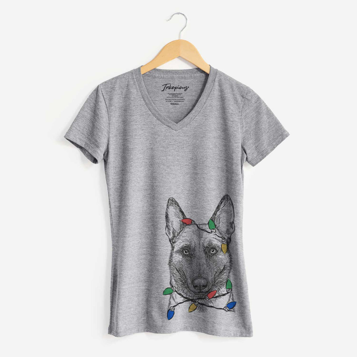 Christmas Lights Gunther the Belgian Malinois - Women's V-neck Shirt