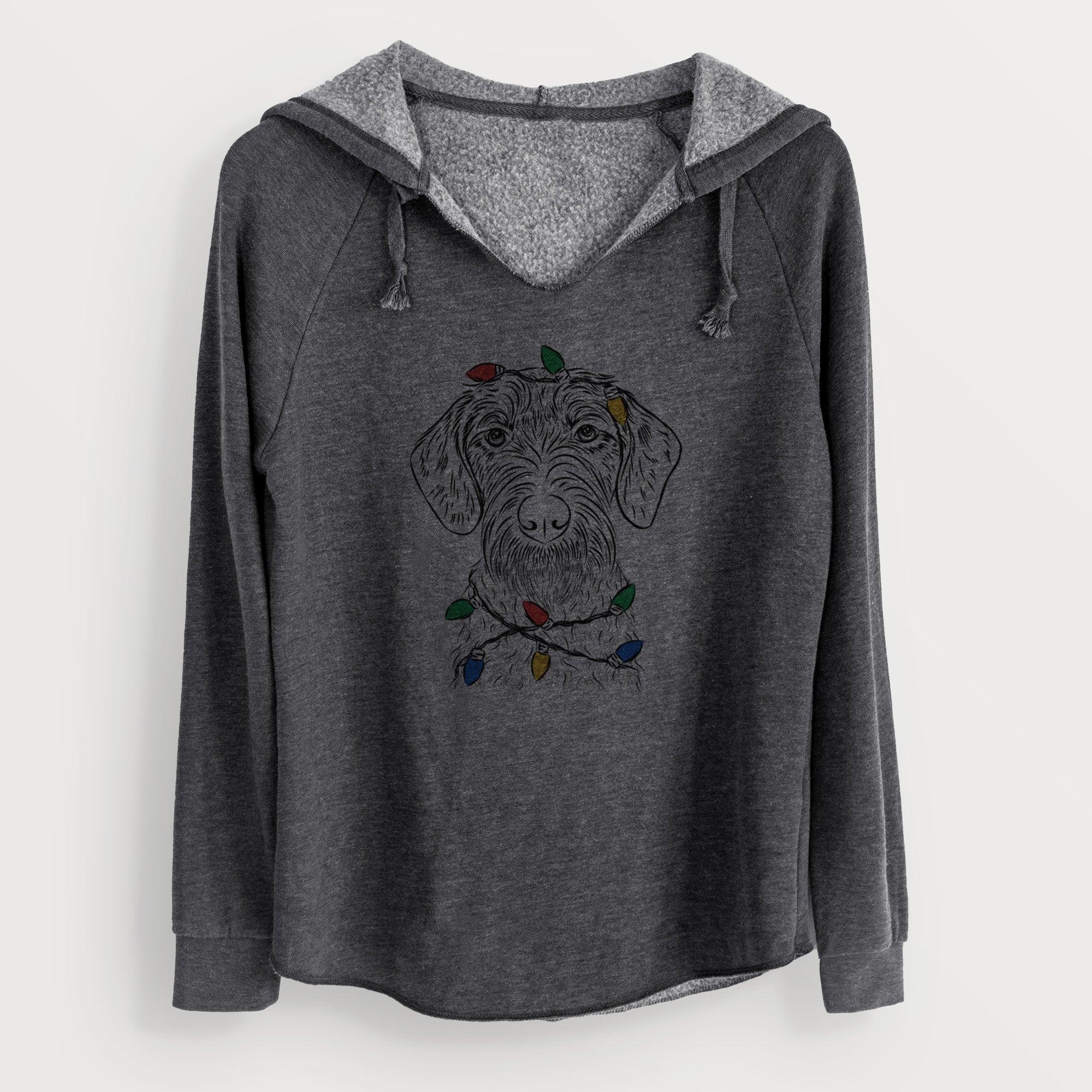 Christmas Lights Gus the German Wirehaired Pointer - Cali Wave Hooded Sweatshirt