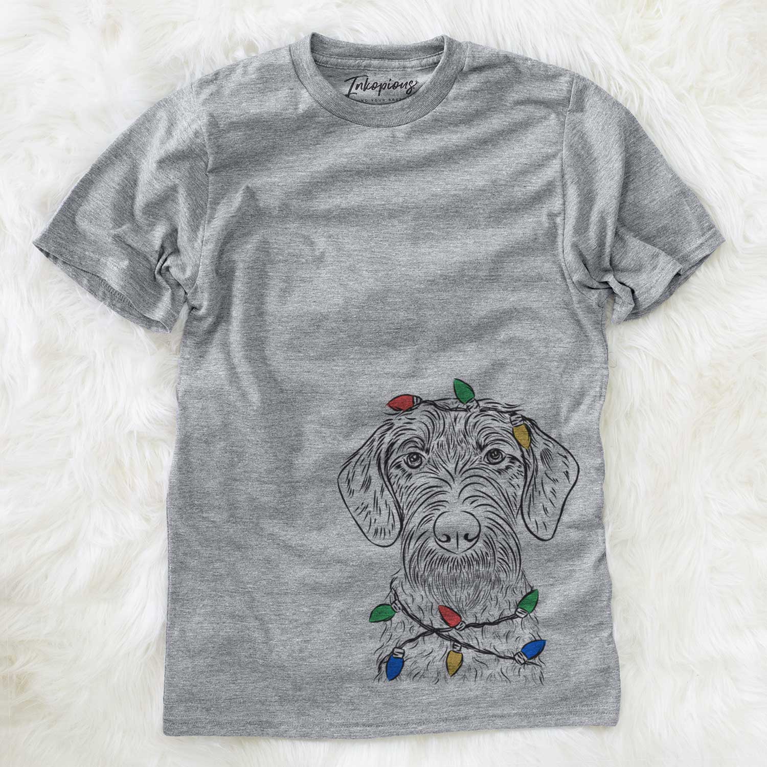 Christmas Lights Gus the German Wirehaired Pointer - Unisex Crewneck