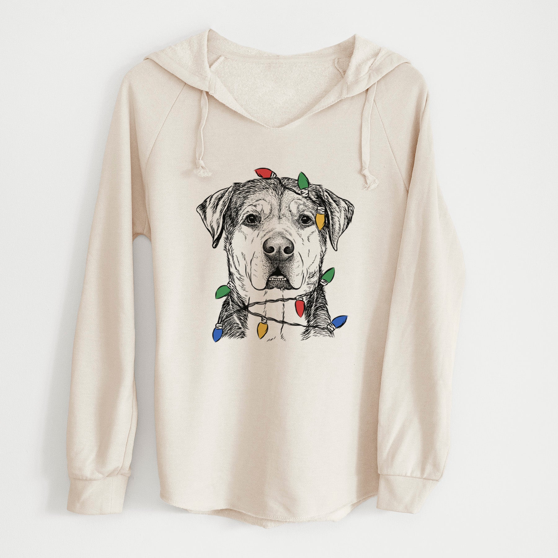 Christmas Lights Gus the Rottweiler Mix - Cali Wave Hooded Sweatshirt