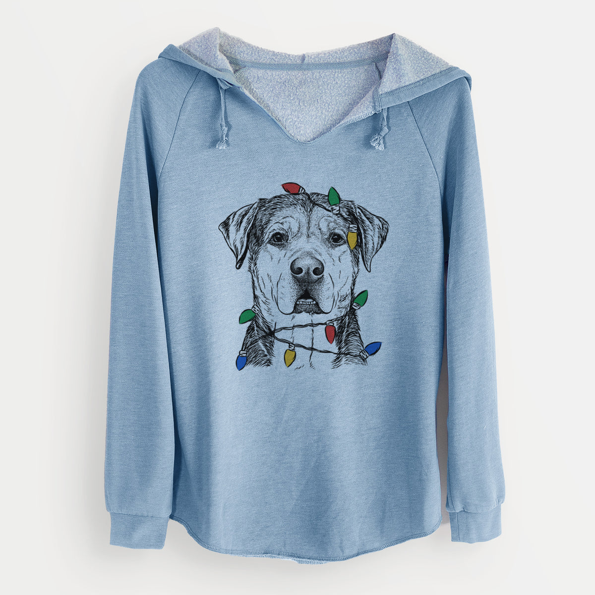 Christmas Lights Gus the Rottweiler Mix - Cali Wave Hooded Sweatshirt