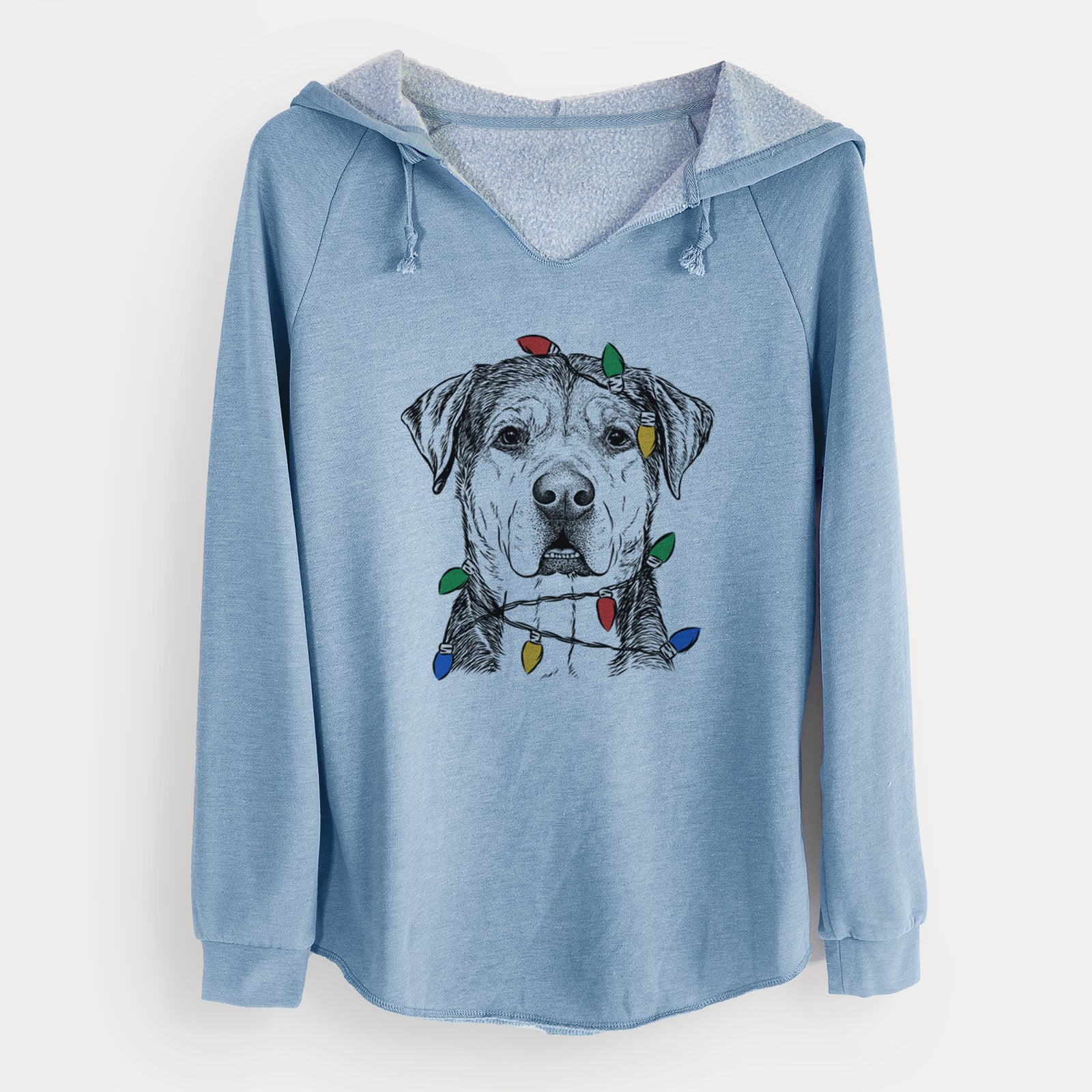 Christmas Lights Gus the Rottweiler Mix - Cali Wave Hooded Sweatshirt