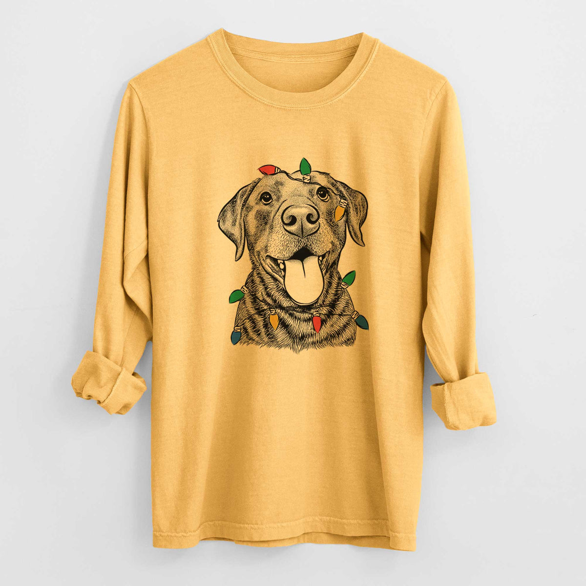 Christmas Lights Gwen the Labrador Retriever - Heavyweight 100% Cotton Long Sleeve
