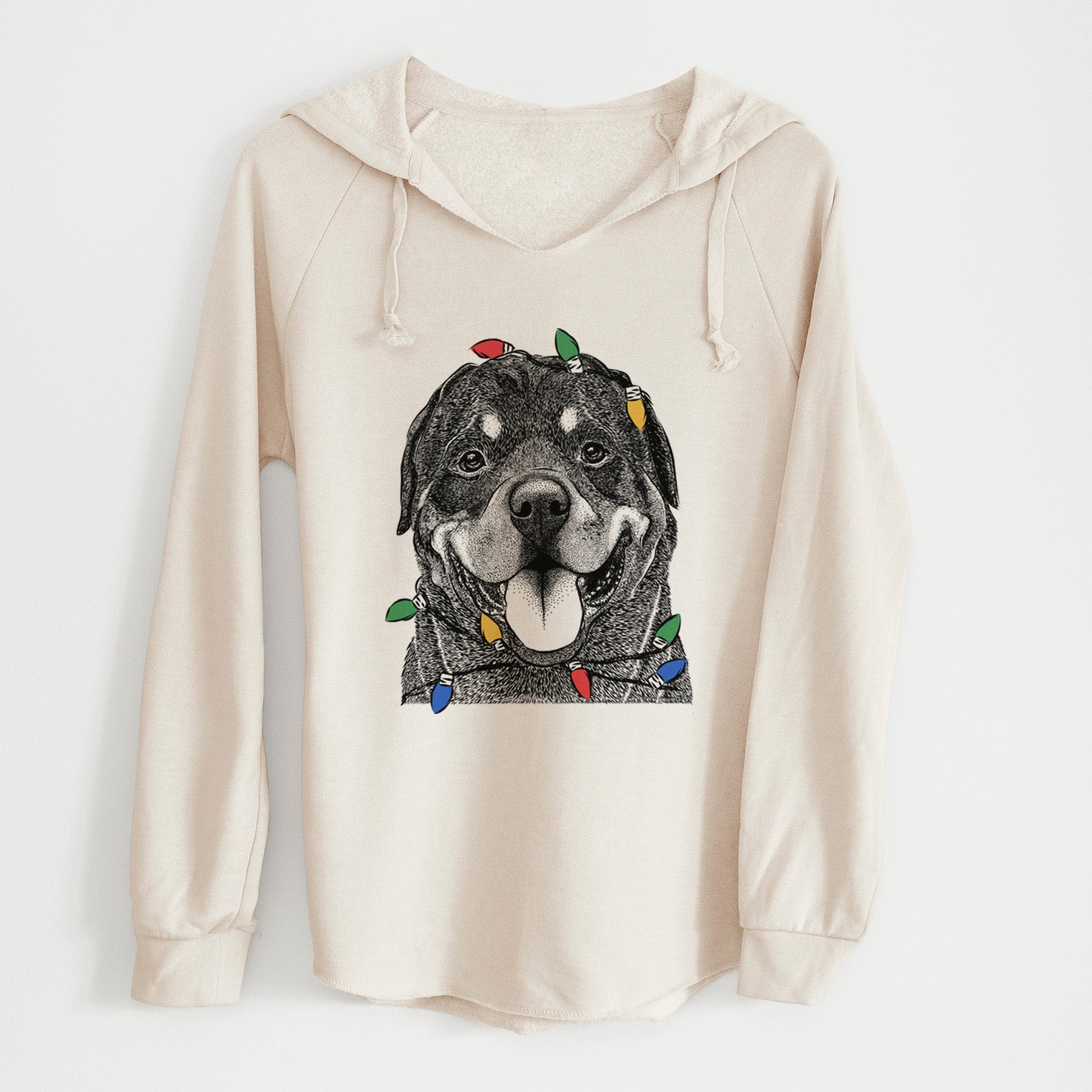 Christmas Lights Hagan the Rottweiler - Cali Wave Hooded Sweatshirt