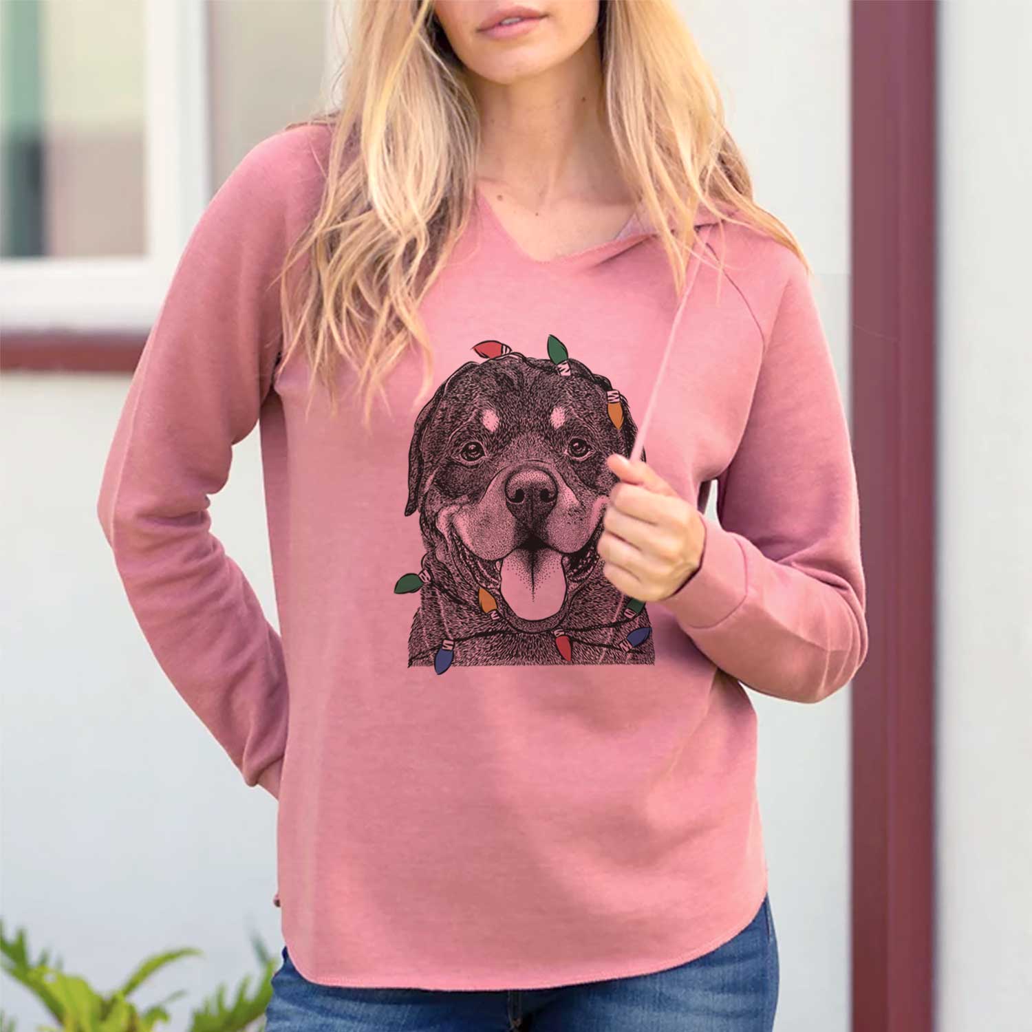 Christmas Lights Hagan the Rottweiler - Cali Wave Hooded Sweatshirt