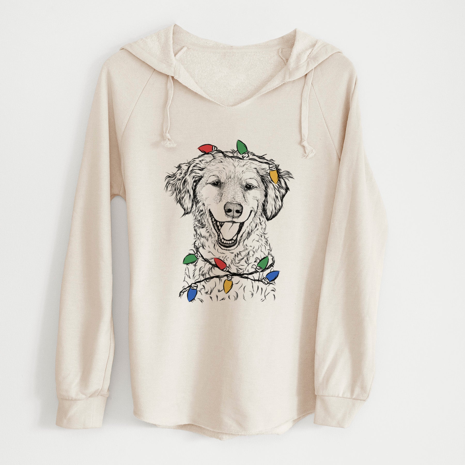 Christmas Lights Happy Otis the Miniature Goldendoodle - Cali Wave Hooded Sweatshirt