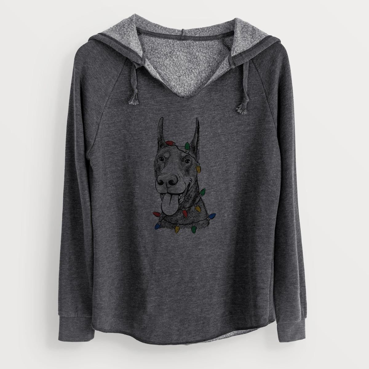Christmas Lights Happy Sunny the Doberman Pinscher - Cali Wave Hooded Sweatshirt