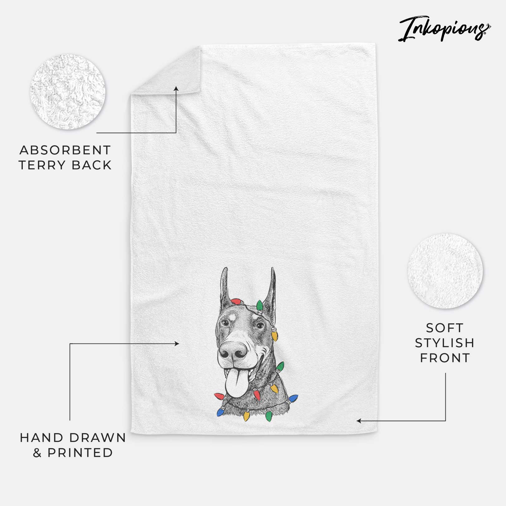 Happy Sunny the Doberman Pinscher Decorative Hand Towel